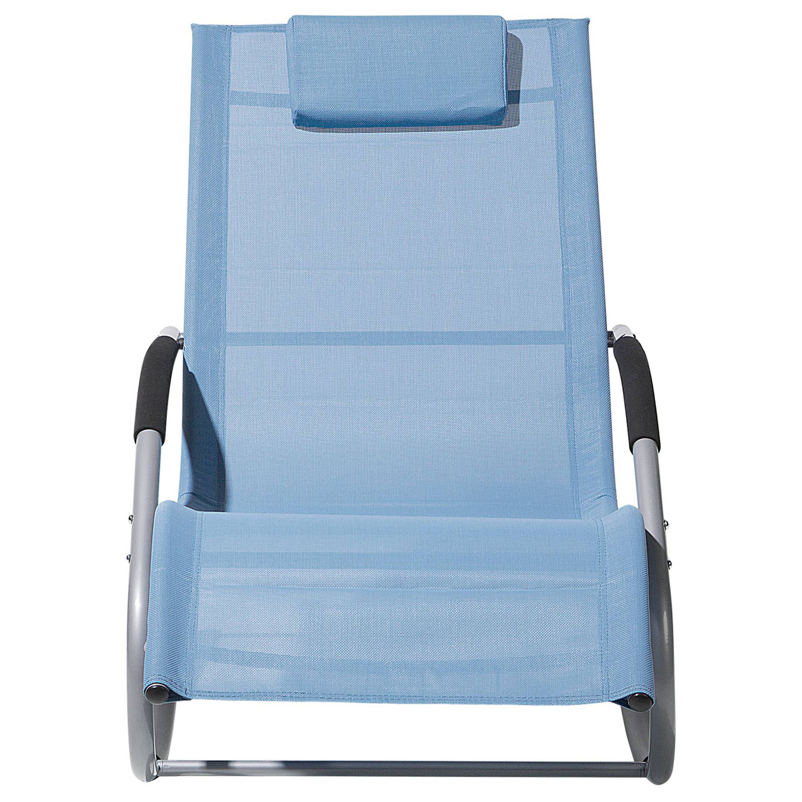 Beliani - Transat Bain de Soleil Fonction Bascule en Acier Noir et Textile Bleu Matières Durables et Design Moderne pour Jardin ou Terrasse Beliani - Image 4