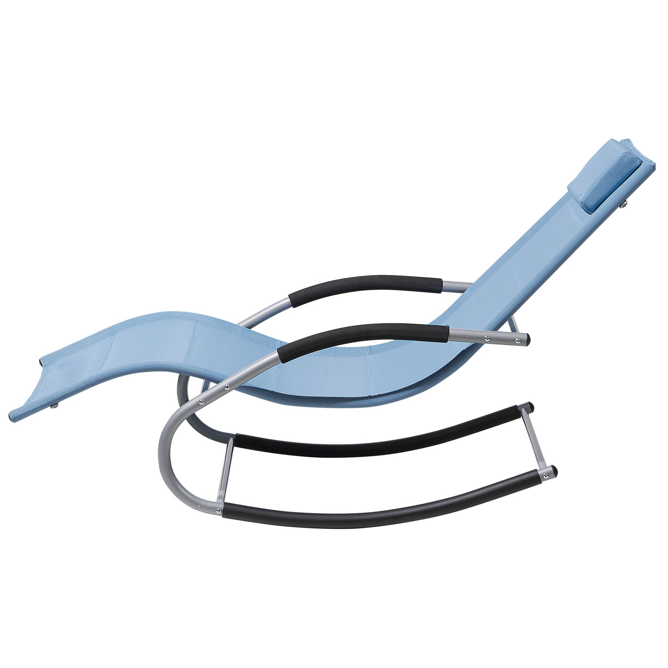 Beliani - Transat Bain de Soleil Fonction Bascule en Acier Noir et Textile Bleu Matières Durables et Design Moderne pour Jardin ou Terrasse Beliani - Image 5