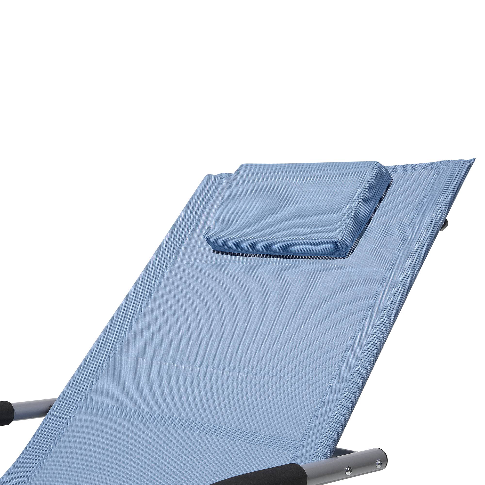 Beliani - Transat Bain de Soleil Fonction Bascule en Acier Noir et Textile Bleu Matières Durables et Design Moderne pour Jardin ou Terrasse Beliani - Image 7