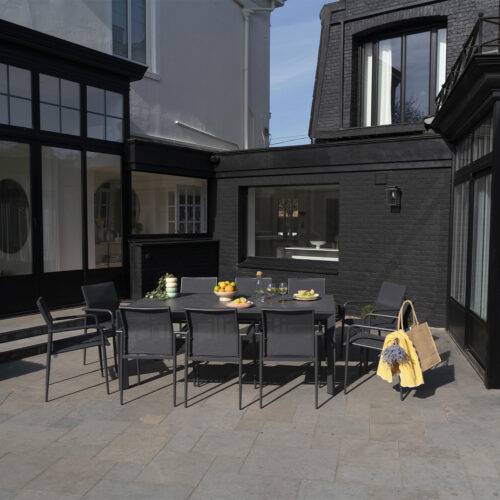 Wilsa Garden - Table de jardin aluminium et verre effet pierre 8/12P extensible MODULO - Image 6
