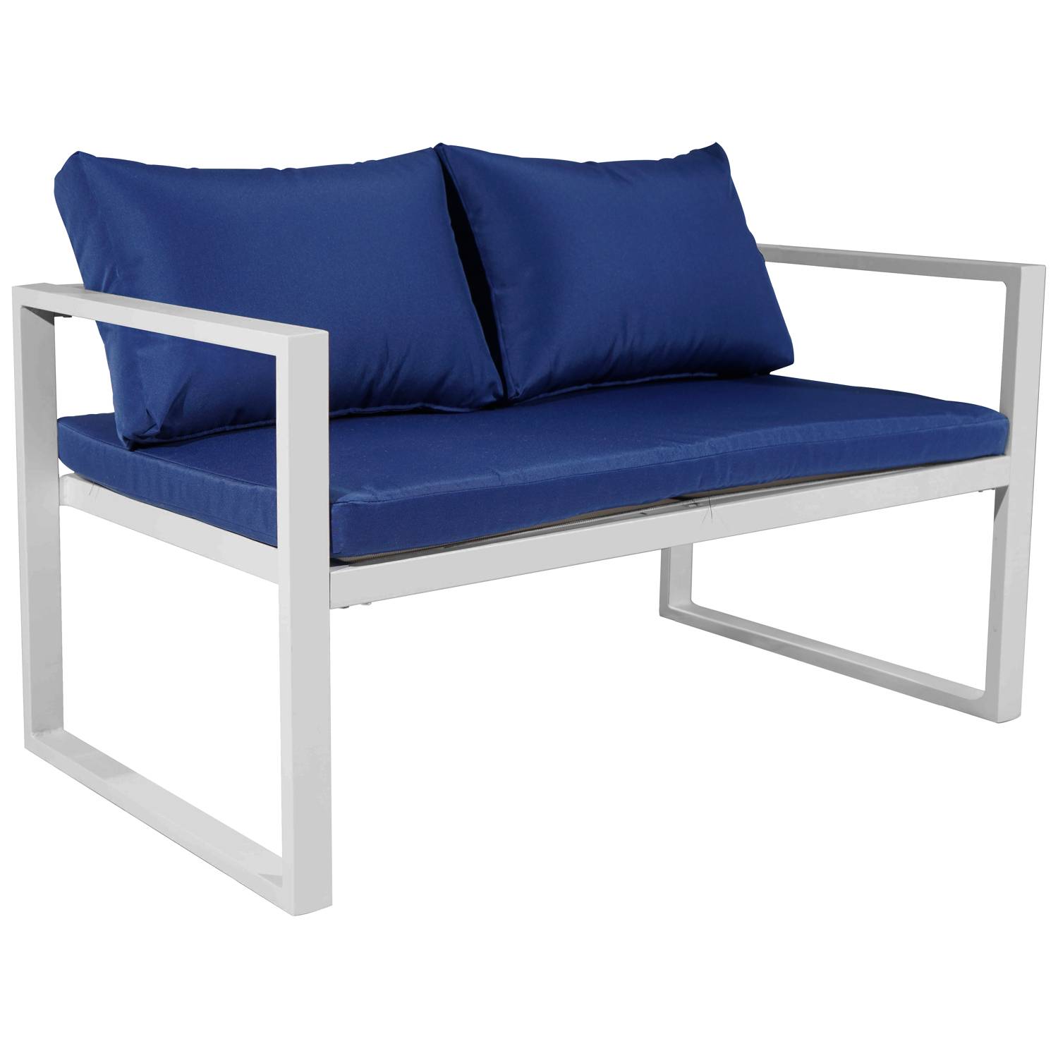 Happy Garden - Salon de jardin IBIZA en tissu bleu 4 places - aluminium blanc - HAPPY GARDEN - Image 3