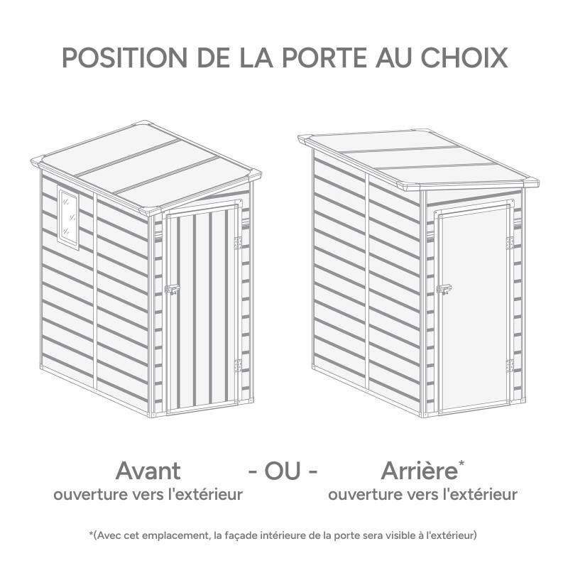 Abri de jardin adossé résine polypropylène 2,09m² gris clair avec kit de fondation Jôbu - Image 6