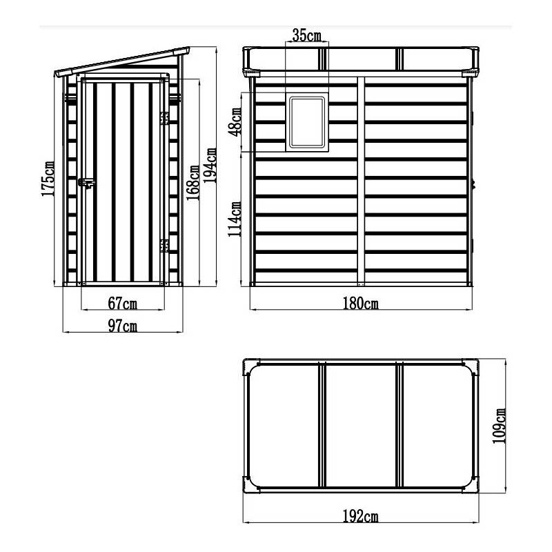 Abri de jardin adossé résine polypropylène 2,09m² gris clair avec kit de fondation Jôbu - Image 7