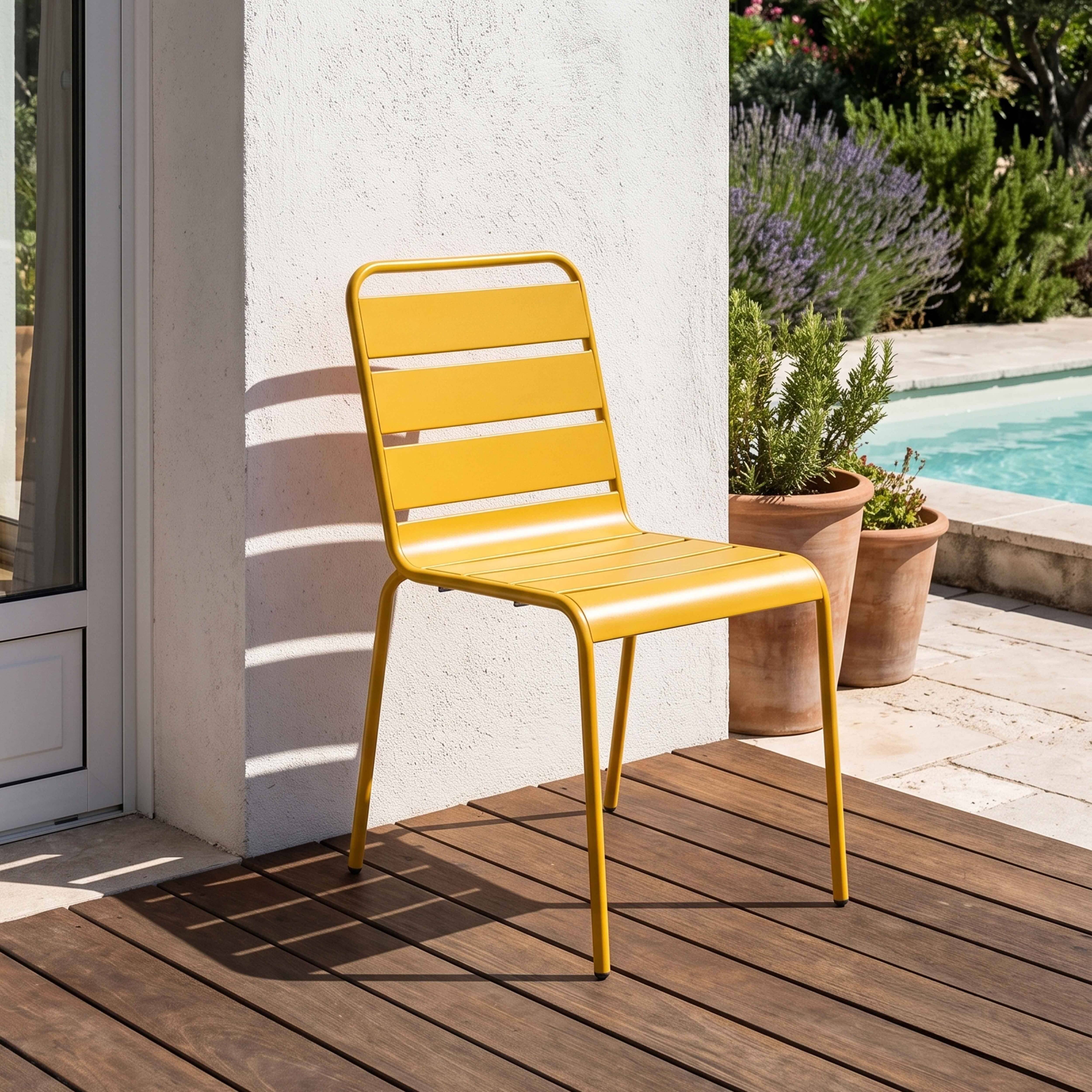 Oviala - Chaise de jardin en métal jaune Palavas - Oviala - Image 2