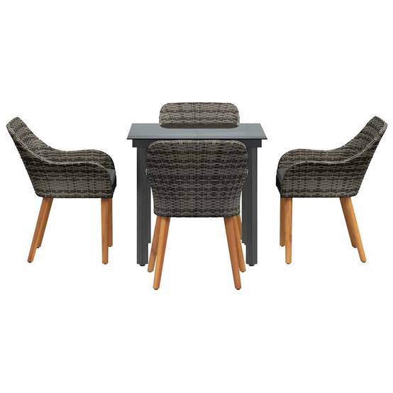 Ensemble Table et Chaises de Jardin 5 Pièces en Résine Tressée 4 Places Gris – ComfortXL Outdoor Living - Image 7
