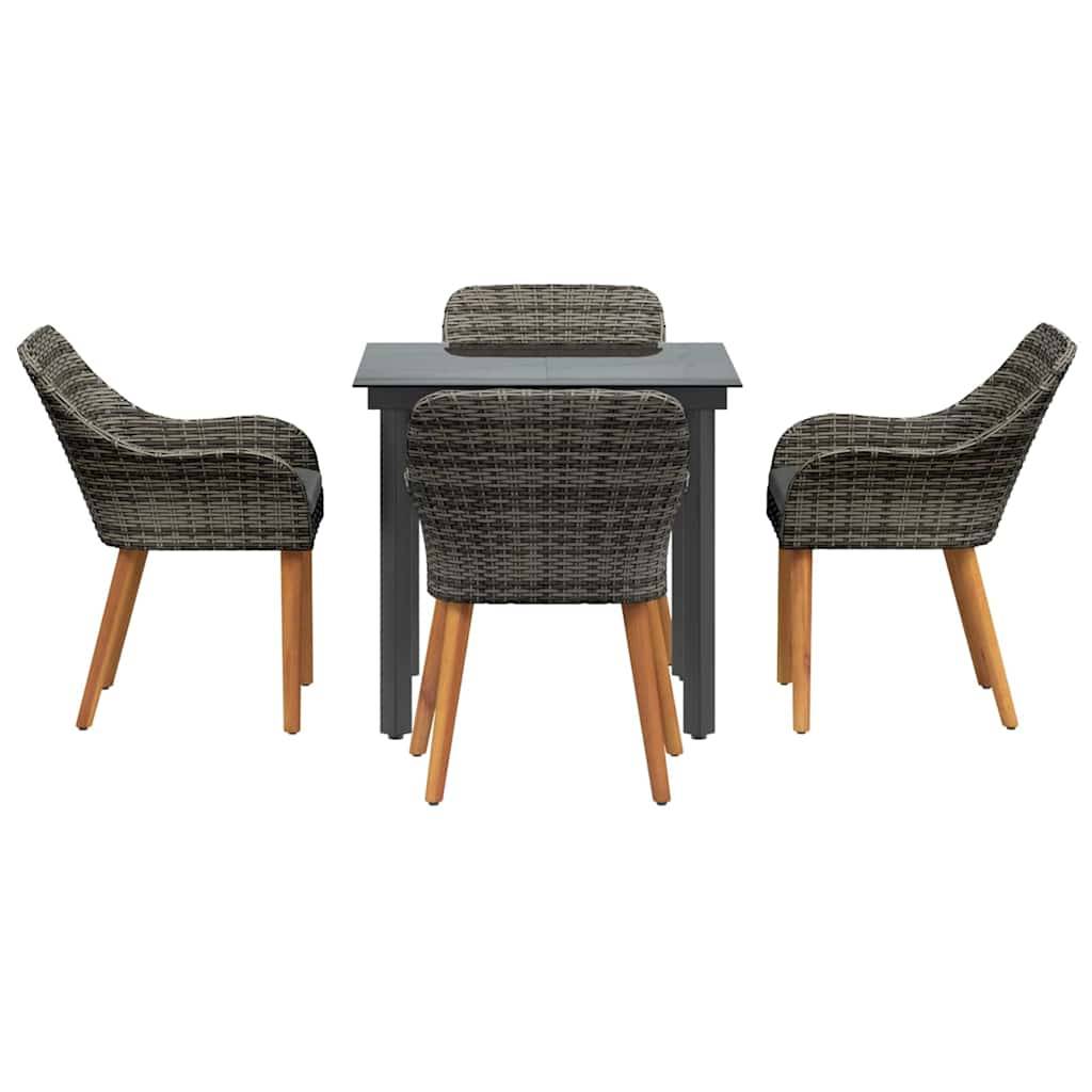 Ensemble Table et Chaises de Jardin 5 Pièces en Résine Tressée 4 Places Gris – ComfortXL Outdoor Living - Image 7