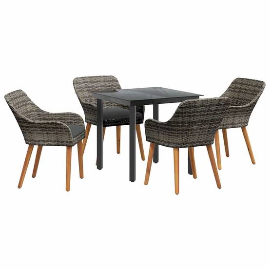 Ensemble Table et Chaises de Jardin 5 Pièces en Résine Tressée 4 Places Gris – ComfortXL Outdoor Living - Image 2