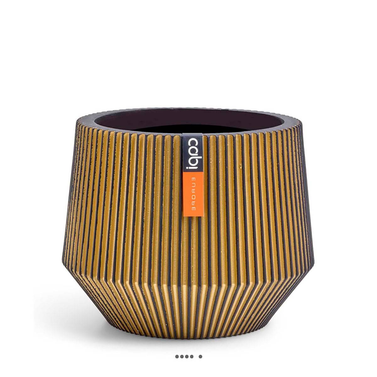 Artificielles - Superbe pot Groove doré forme géométrique en plastique H 27 x D 33 cm - dimhaut: H 27 cm - couleur: Doré - Image 1