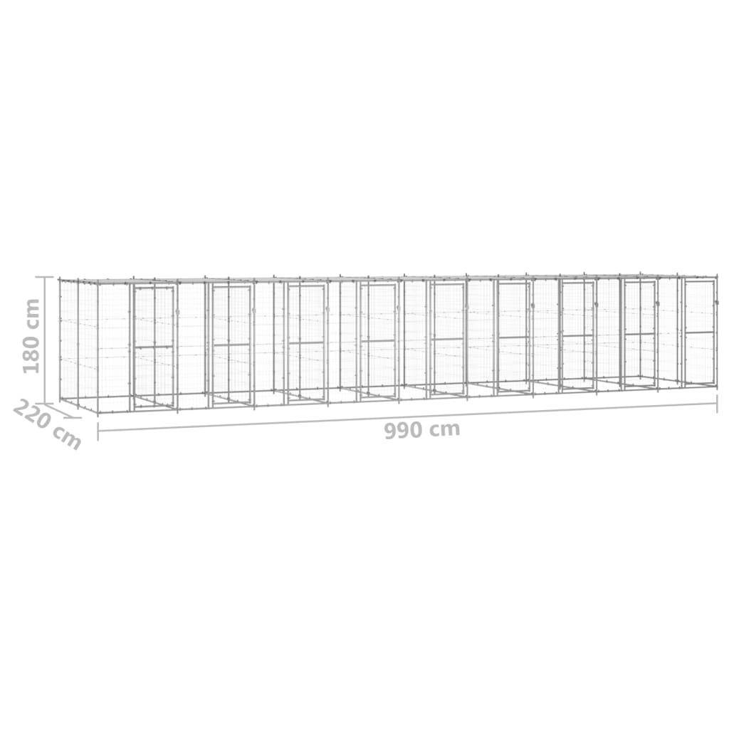 Helloshop26 - Chenil extérieur cage enclos parc animaux chien extérieur acier galvanisé avec toit 21,78 m² - Image 2