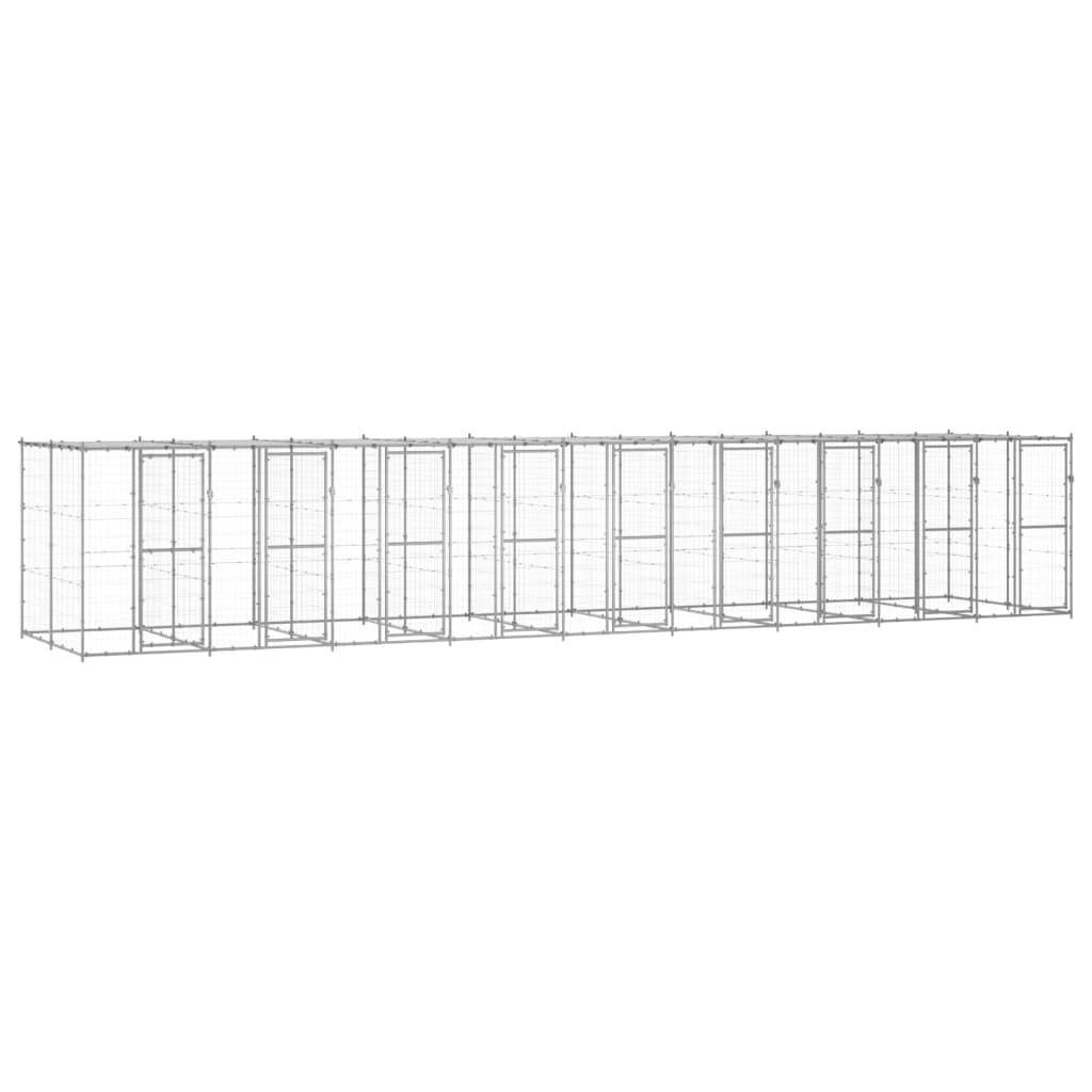 Helloshop26 - Chenil extérieur cage enclos parc animaux chien extérieur acier galvanisé avec toit 21,78 m² - Image 1