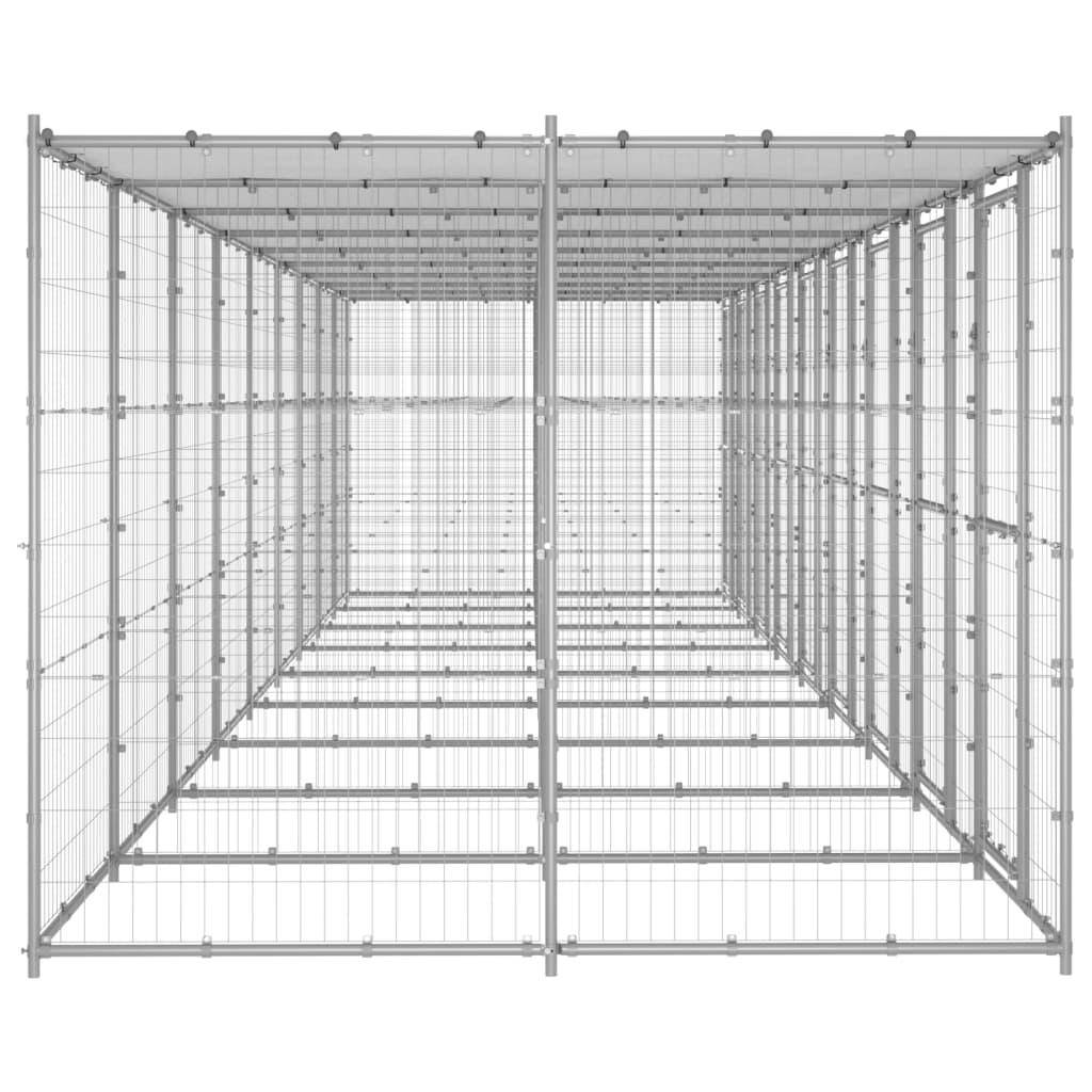Helloshop26 - Chenil extérieur cage enclos parc animaux chien extérieur acier galvanisé avec toit 21,78 m² - Image 4