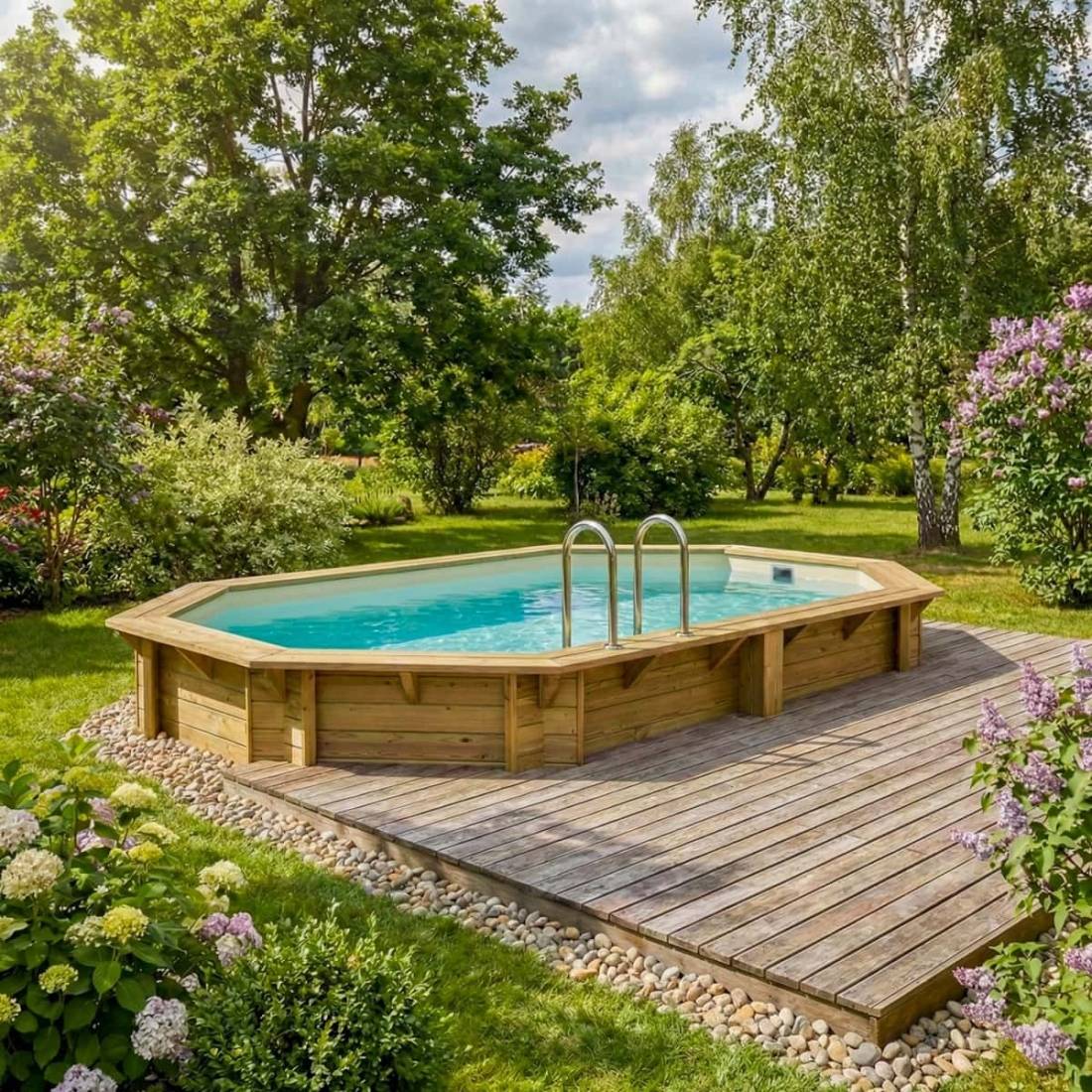 Altanka - Piscine hors sol en bois NEMO 4.3 x 3 - H.1.31 m, sable, cadre en métal - sans dalle - BAS7303OSPU3 - ALTANKA - Image 3