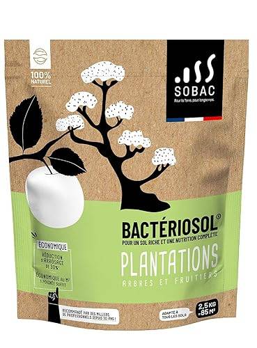 0 - Bactériosol Plantations, Amendement Organique pour Arbres et Fruitiers, 100% Naturel, UAB, 2,5 kg - SOBAC