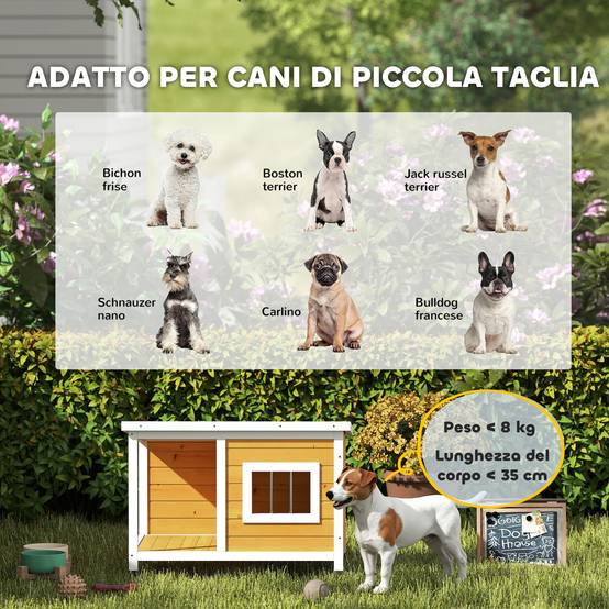 Niche extérieure pour chien bois de sapin, véranda couverte, toit inclinable, 85.5x62x60 cm, multicolore - Image 10