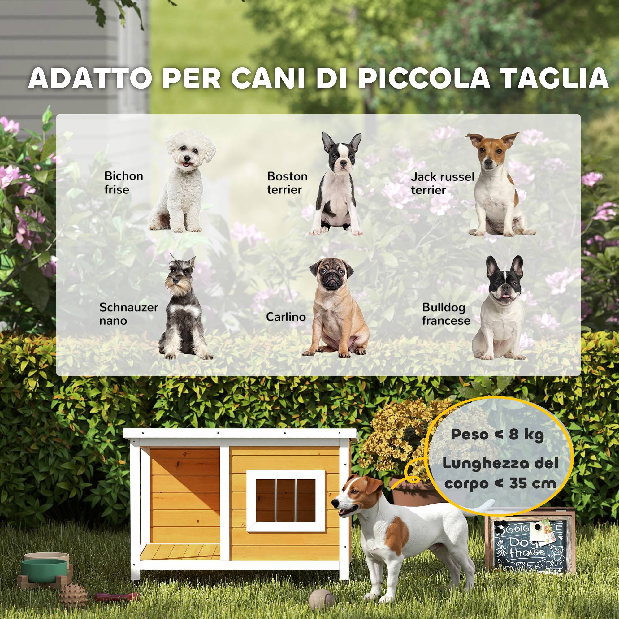 Niche extérieure pour chien bois de sapin, véranda couverte, toit inclinable, 85.5x62x60 cm, multicolore - Image 10