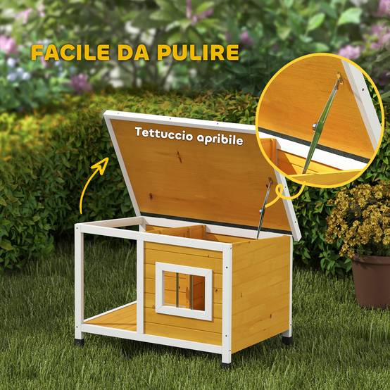 Niche extérieure pour chien bois de sapin, véranda couverte, toit inclinable, 85.5x62x60 cm, multicolore - Image 8