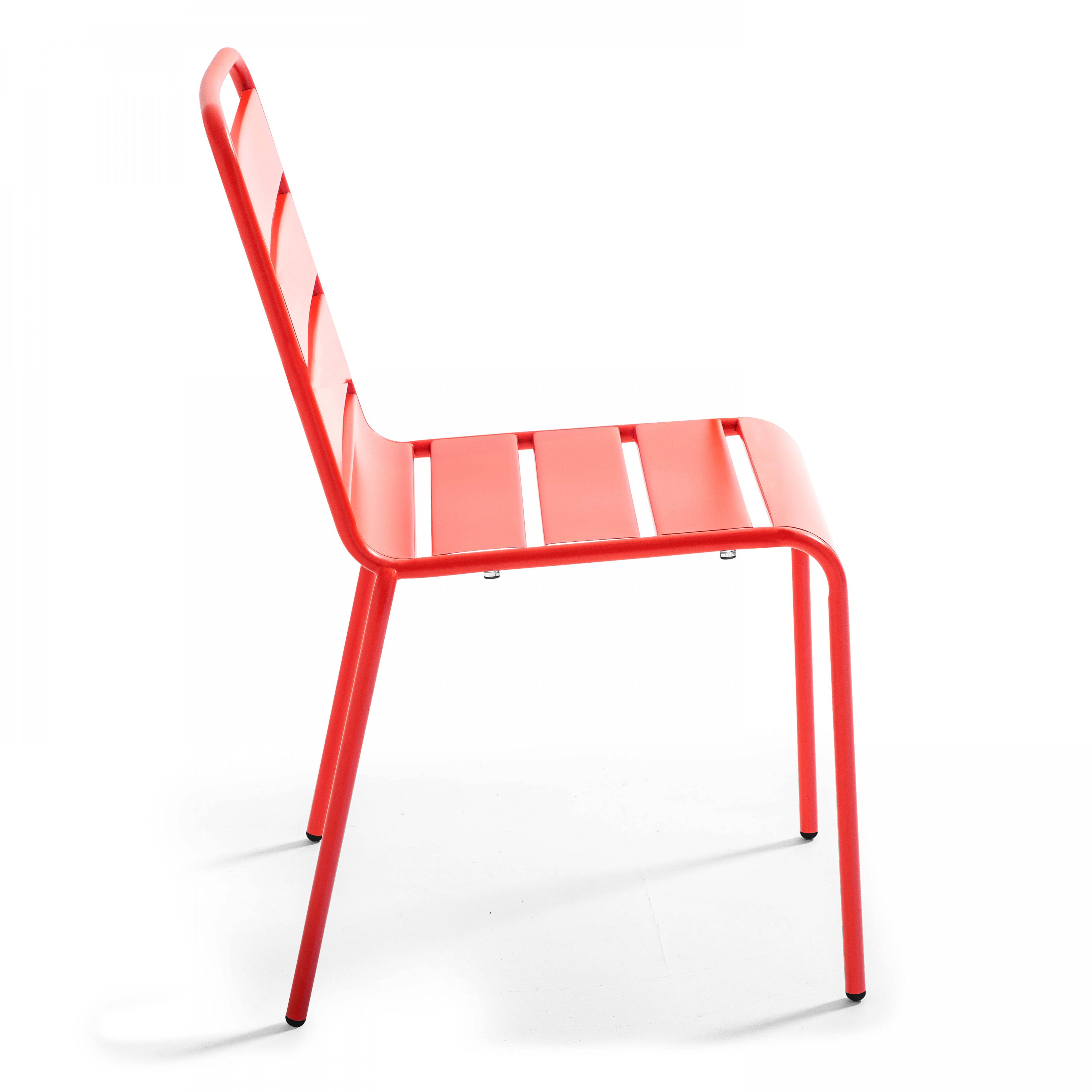 Oviala - Ensemble table de jardin ronde et 2 chaises métal rouge Palavas - Oviala - Image 6