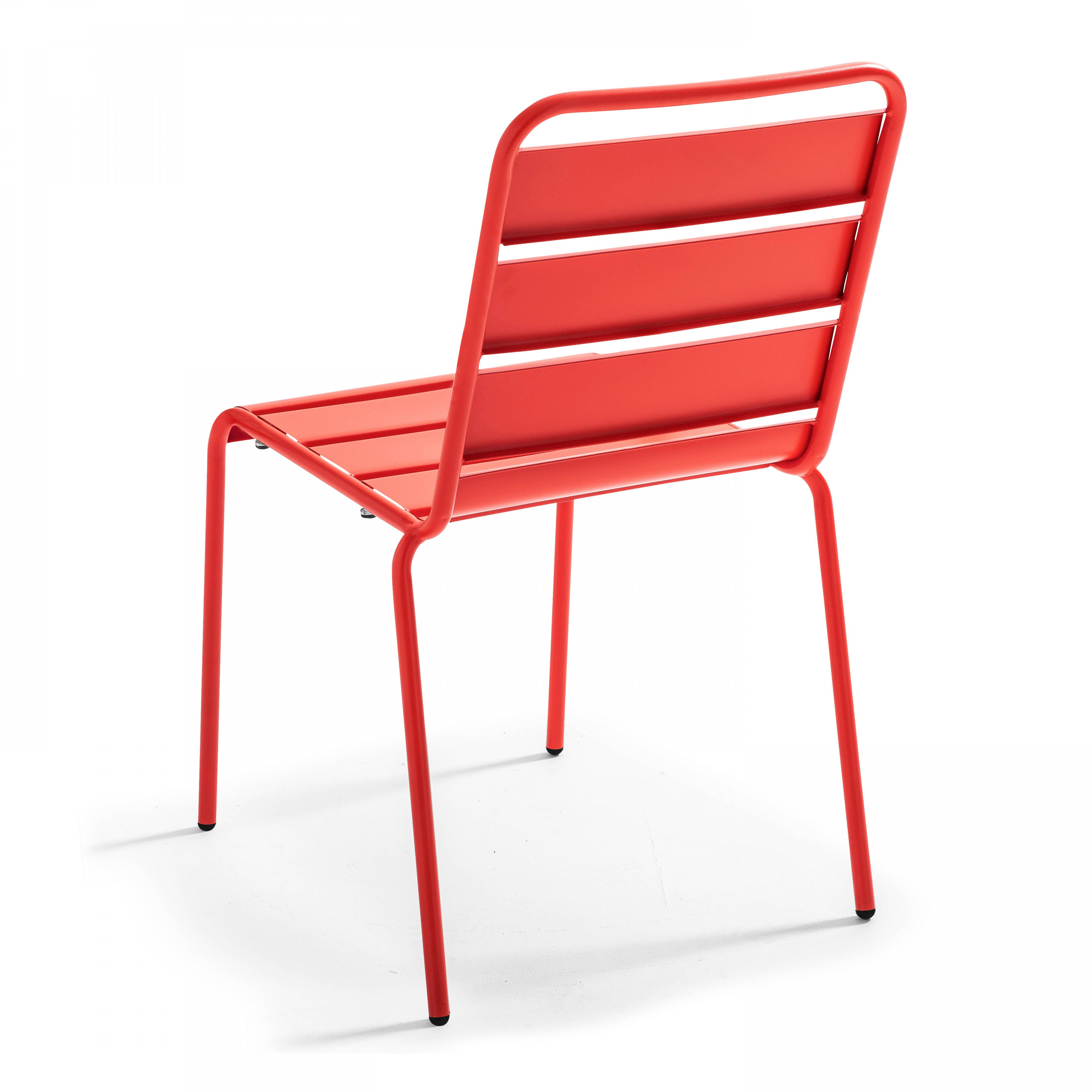 Oviala - Ensemble table de jardin ronde et 2 chaises métal rouge Palavas - Oviala - Image 5