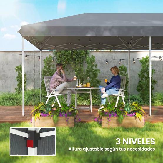 Tente de jardin pliante pliable 6x3 m avec 6 parois latérales en maille anti-UV et sac de transport gris - Image 9