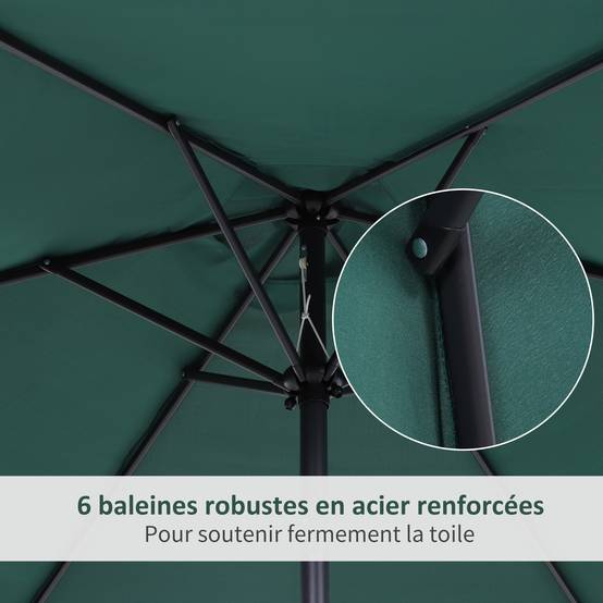 Parasol inclinable en aluminium et polyester vert foncé 200 x 150 x 235 cm - PANGIVO - Image 9