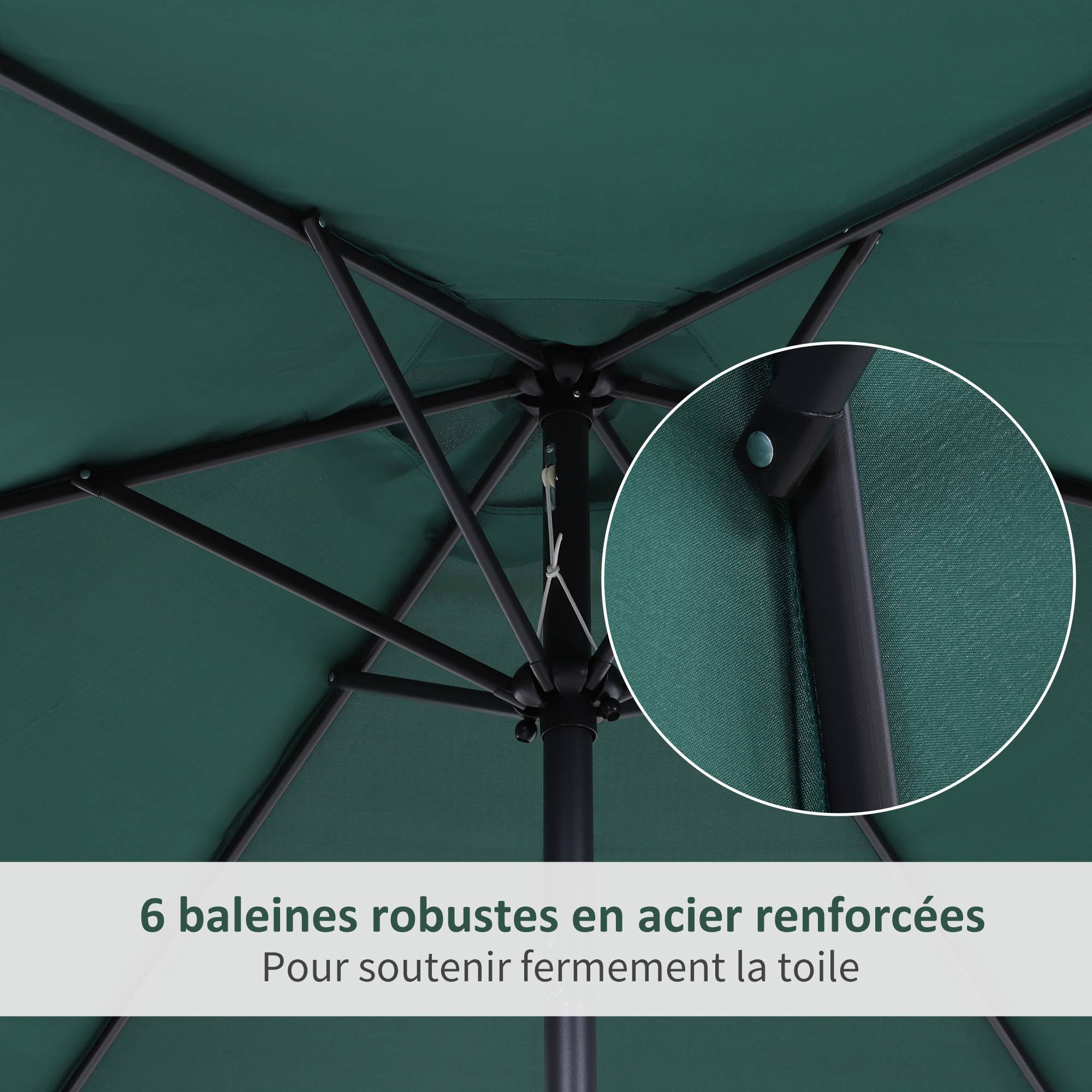Parasol inclinable en aluminium et polyester vert foncé 200 x 150 x 235 cm - PANGIVO - Image 9