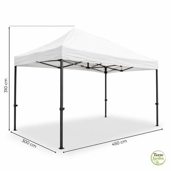 Terre Jardin - Tonnelle pliante pro 3 x 4,5 m Blanc et Gris - TERRE JARDIN - Image 4
