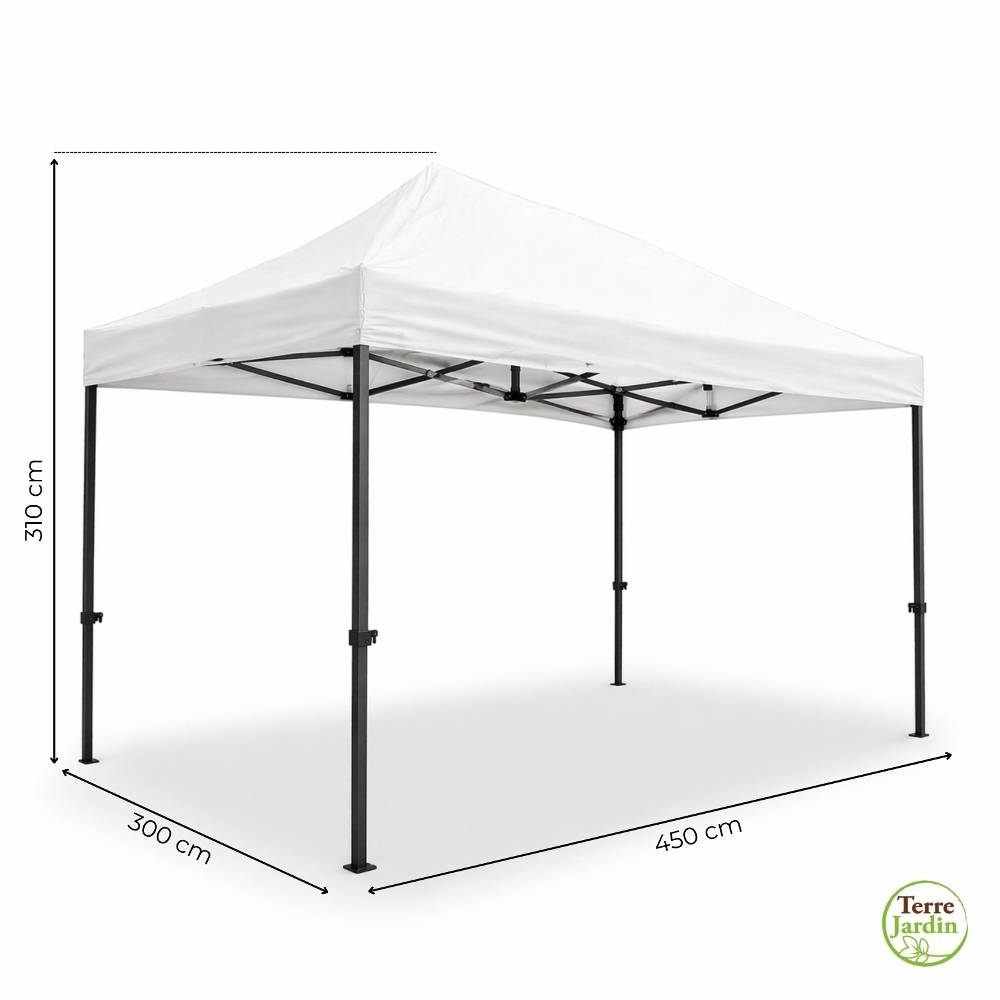 Terre Jardin - Tonnelle pliante pro 3 x 4,5 m Blanc et Gris - TERRE JARDIN - Image 4