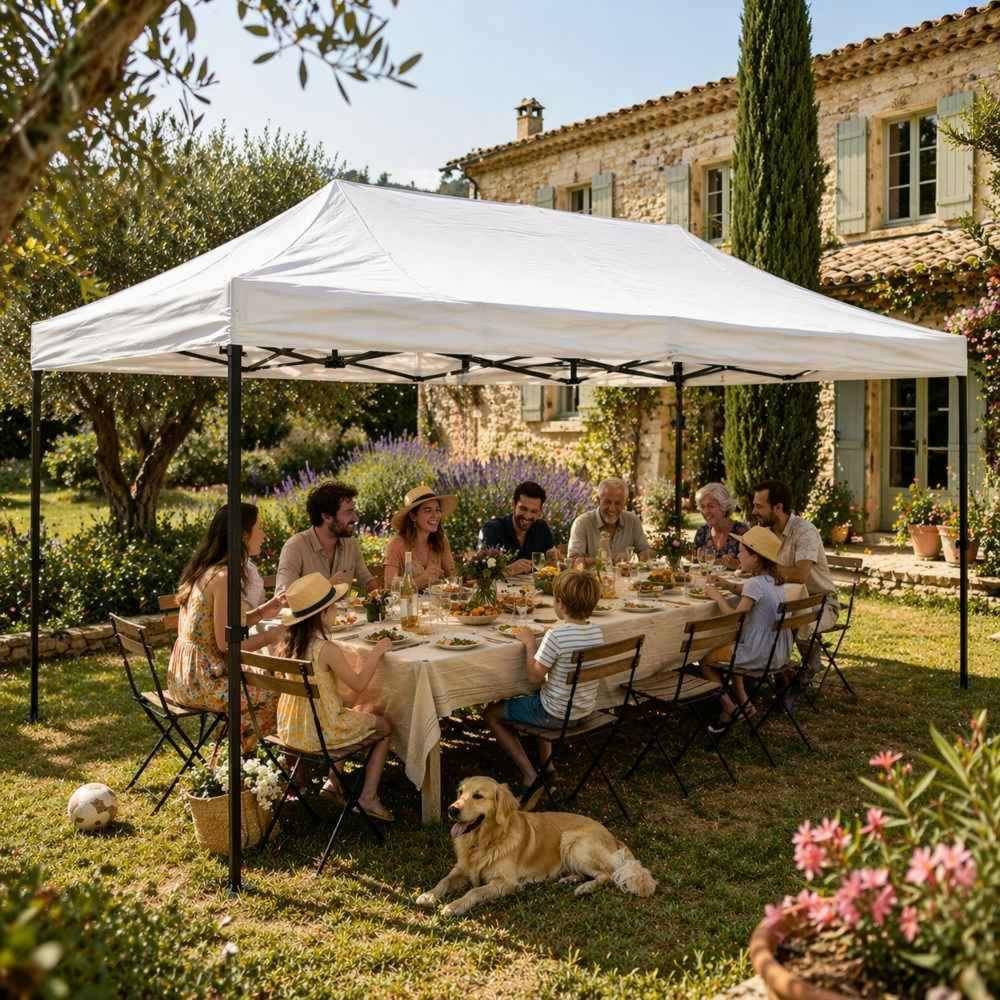 Terre Jardin - Tonnelle pliante pro 3 x 4,5 m Blanc et Gris - TERRE JARDIN - Image 6