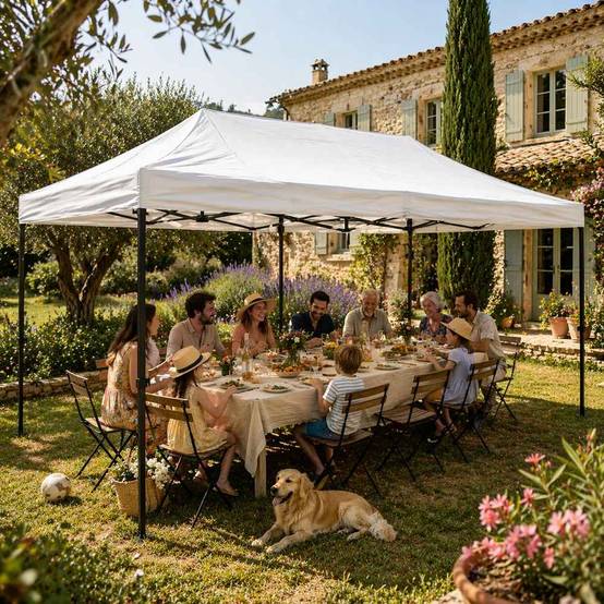 Terre Jardin - Tonnelle pliante pro 3 x 4,5 m Blanc et Gris - TERRE JARDIN - Image 7