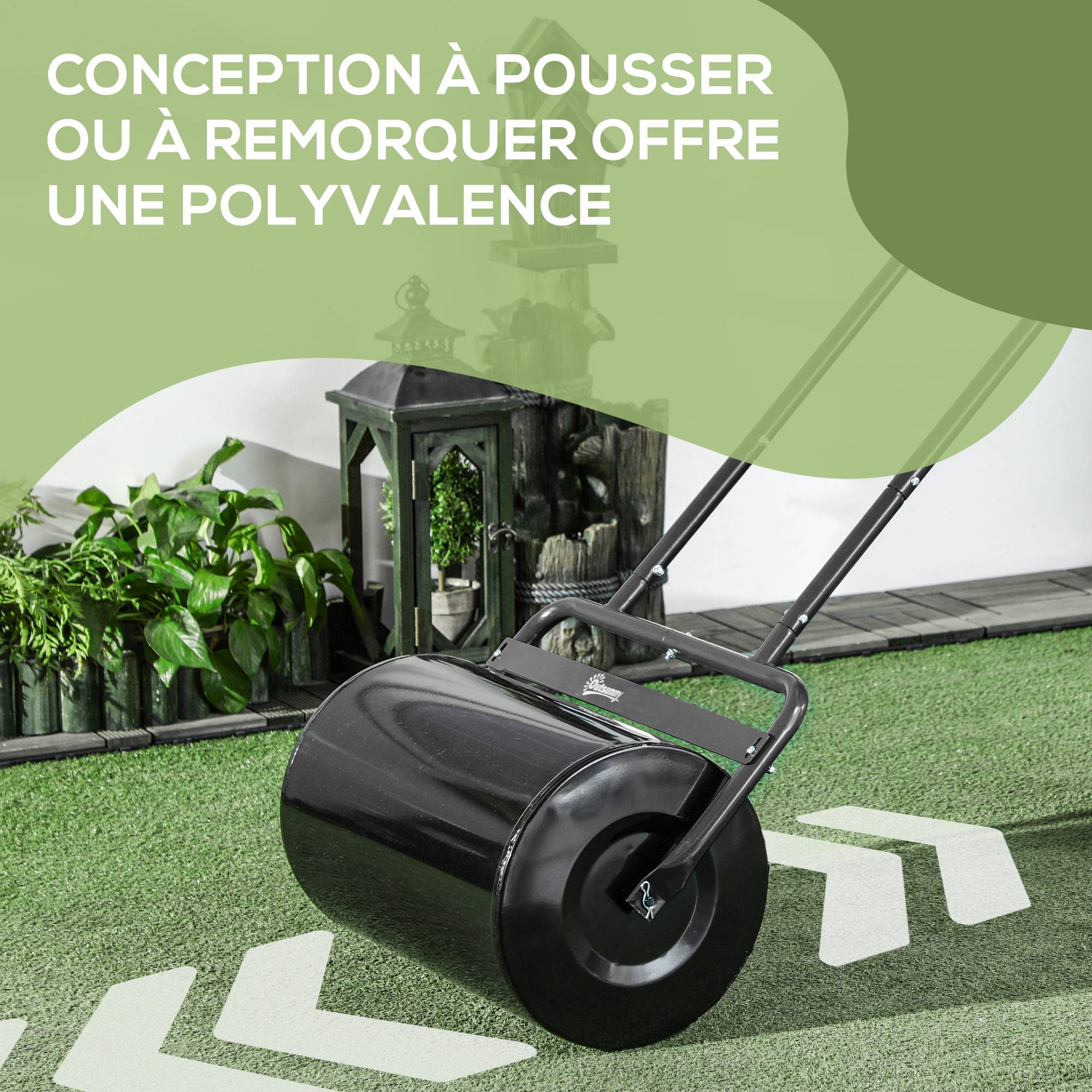 ComfortXL - Rouleau à gazon acier noir 58 x 32,5 x 113 cm pelouse nivelage remplissable 38 L - ComfortXL Outdoor Living - Image 7