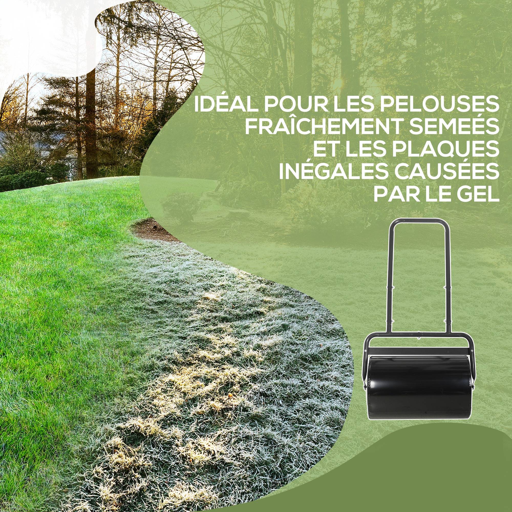 ComfortXL - Rouleau à gazon acier noir 58 x 32,5 x 113 cm pelouse nivelage remplissable 38 L - ComfortXL Outdoor Living - Image 6