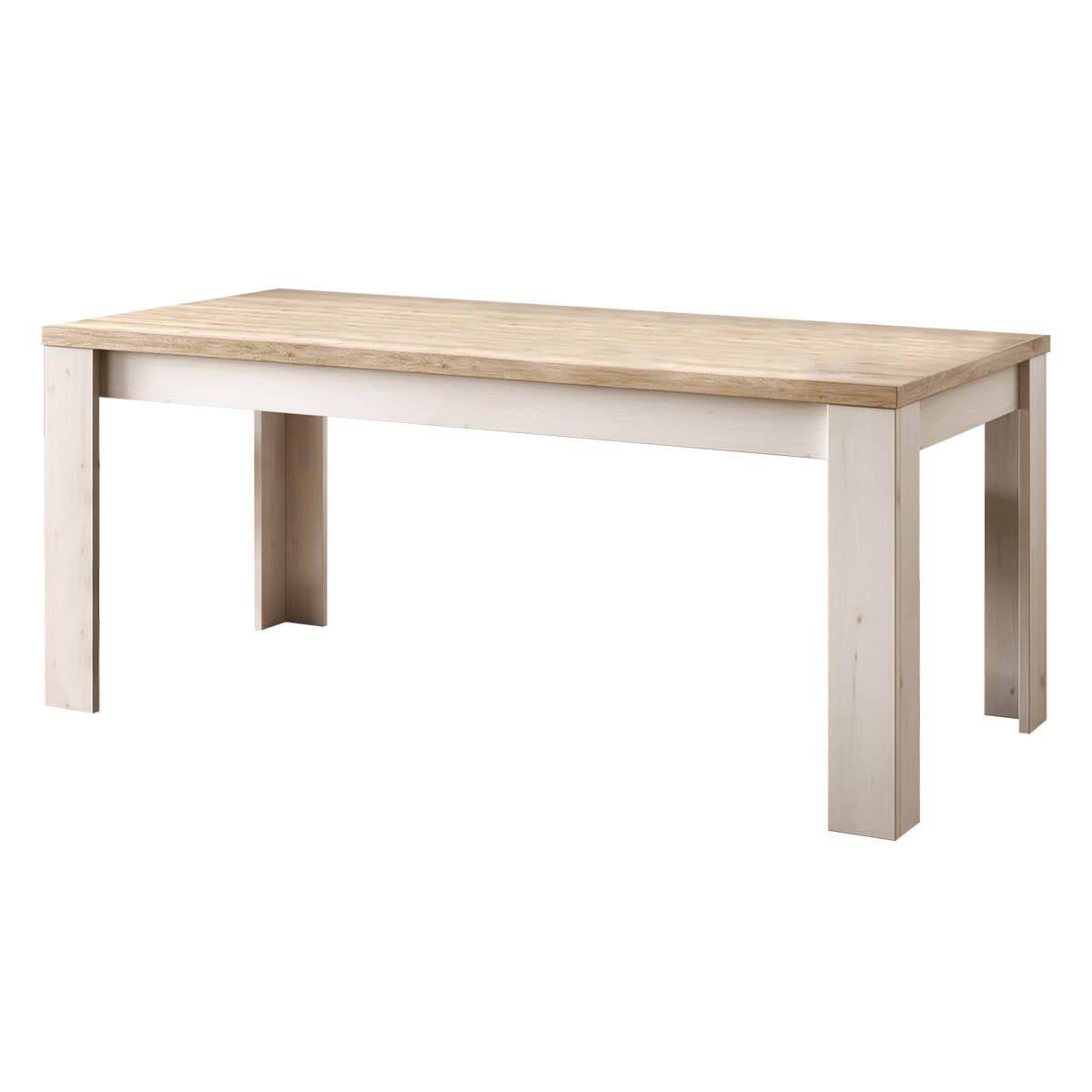 Table Repas 180cm Aspect Chêne Blanchi et Chêne clair - NASHVIL - Image 1