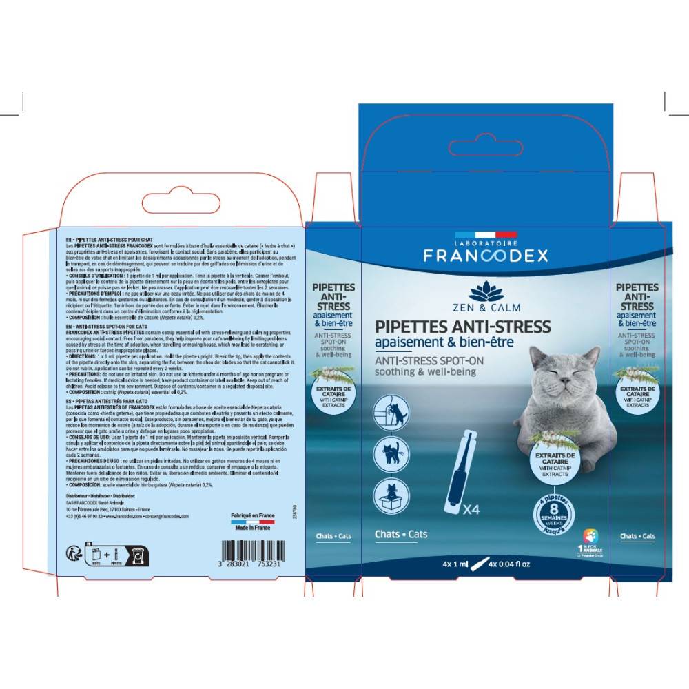 Francodex - 4 Pipettes anti-stress  apaisant et bien-être pour chats - Image 5