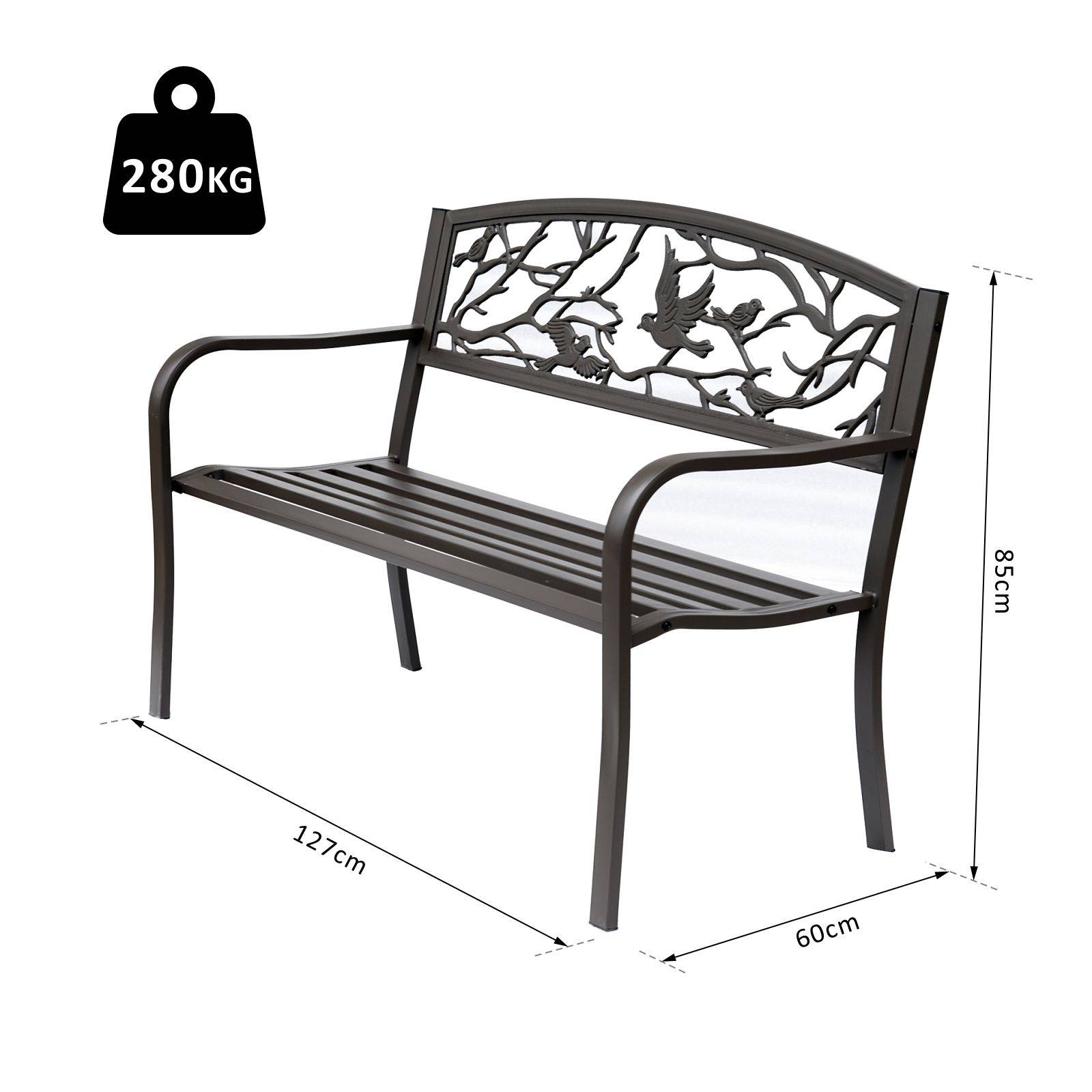 Banc de Jardin 2 Places banc extérieur jardin Style Rural Chic pour balcon terrasse patio 127 x 60 x 85 cm - Image 5