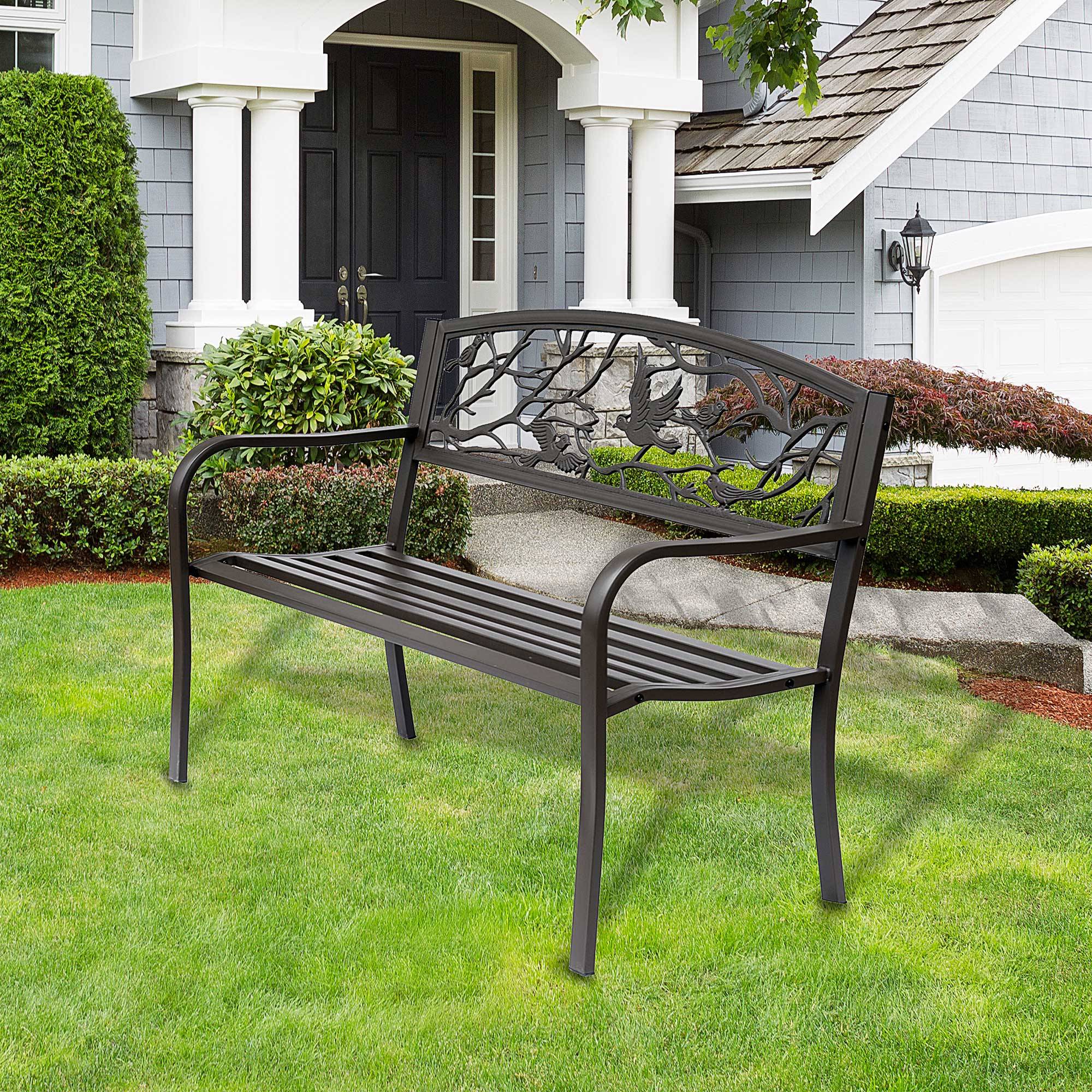 Banc de Jardin 2 Places banc extérieur jardin Style Rural Chic pour balcon terrasse patio 127 x 60 x 85 cm - Image 4