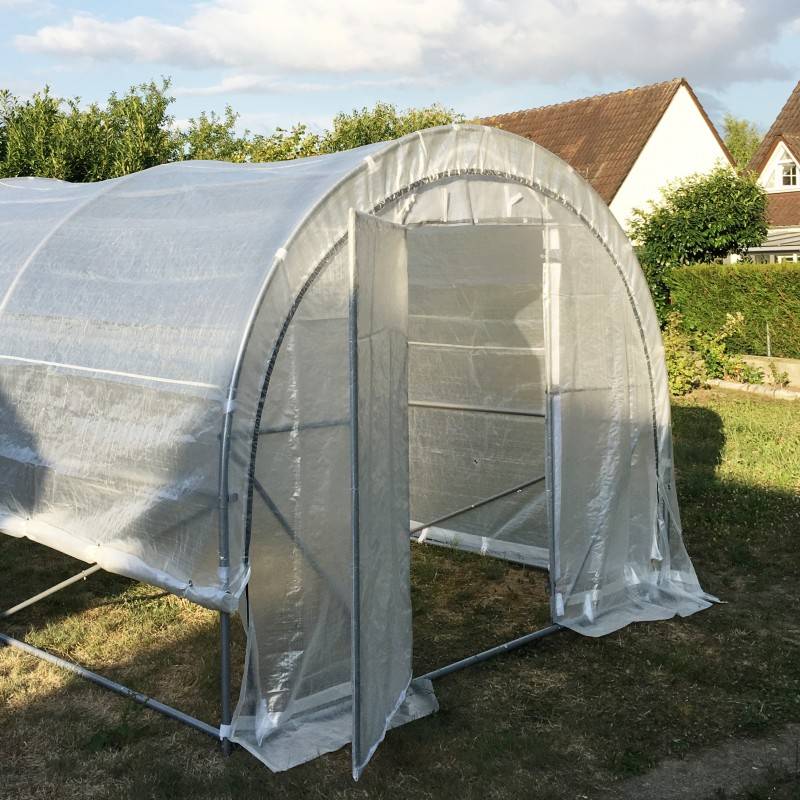 Serre tunnel maraîchère 18m² acier galvanisé 200gr/m² H2,40m Green Protect blanc 2 portes battantes - Image 5