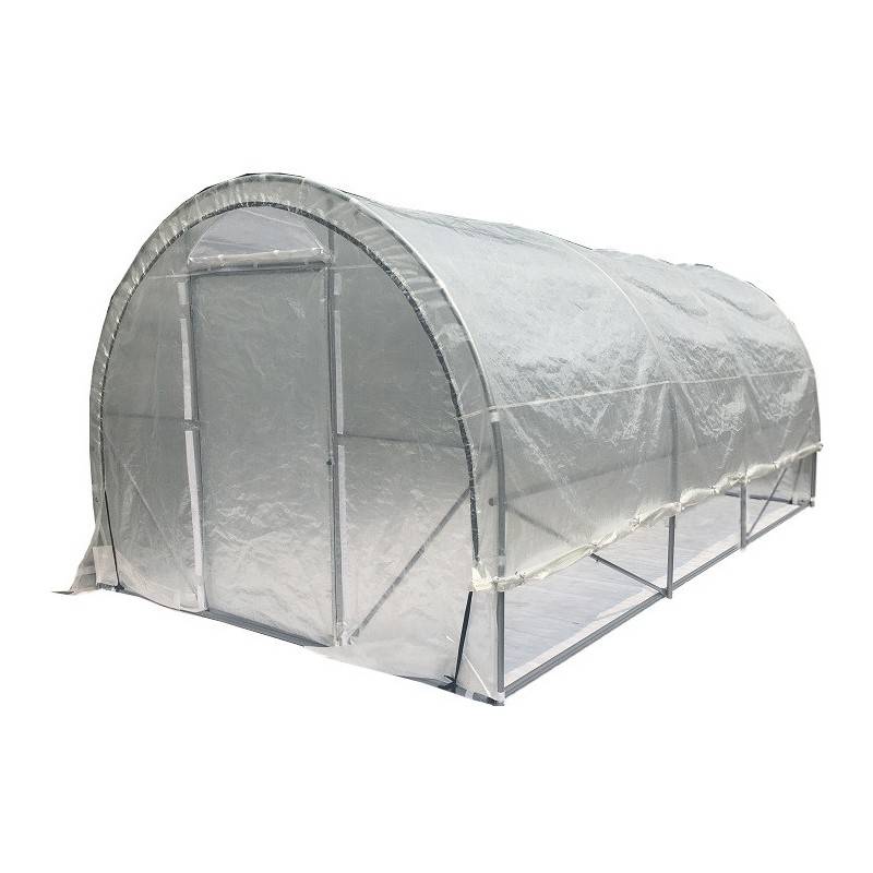 Serre tunnel maraîchère 18m² acier galvanisé 200gr/m² H2,40m Green Protect blanc 2 portes battantes - Image 4