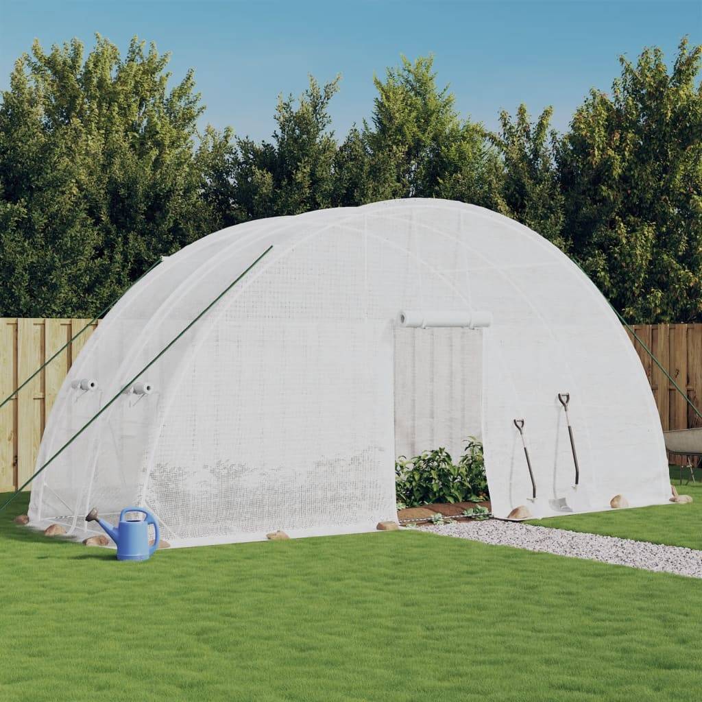 Serre de jardin 12m² - Serre de culture avec cadre en acier blanc 6x2x2,85 m MAISON CHIC