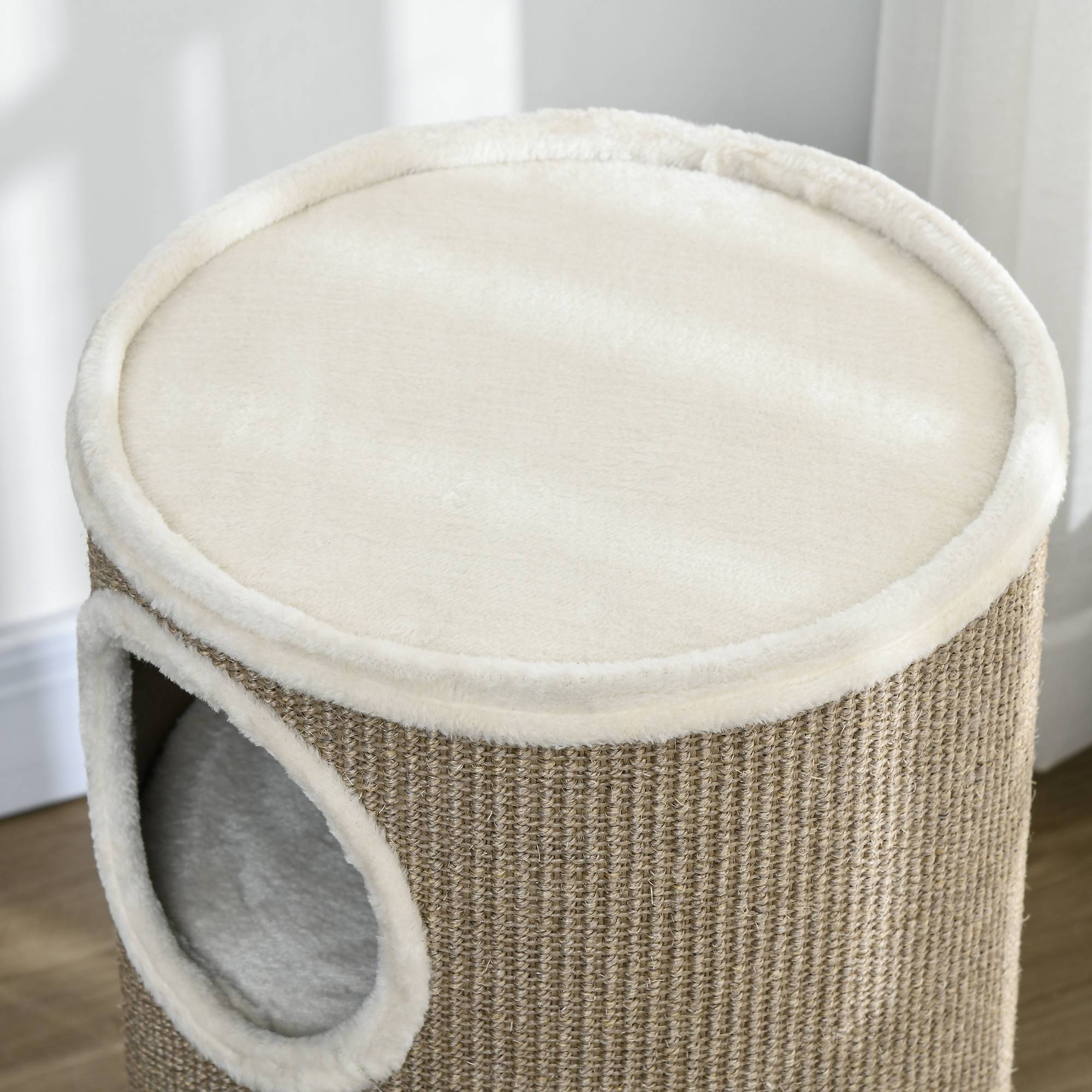 Sans Marque - Tonneau à griffer, peluche douce, tapis sisal, Ø38x70H cm, Marron - Image 10