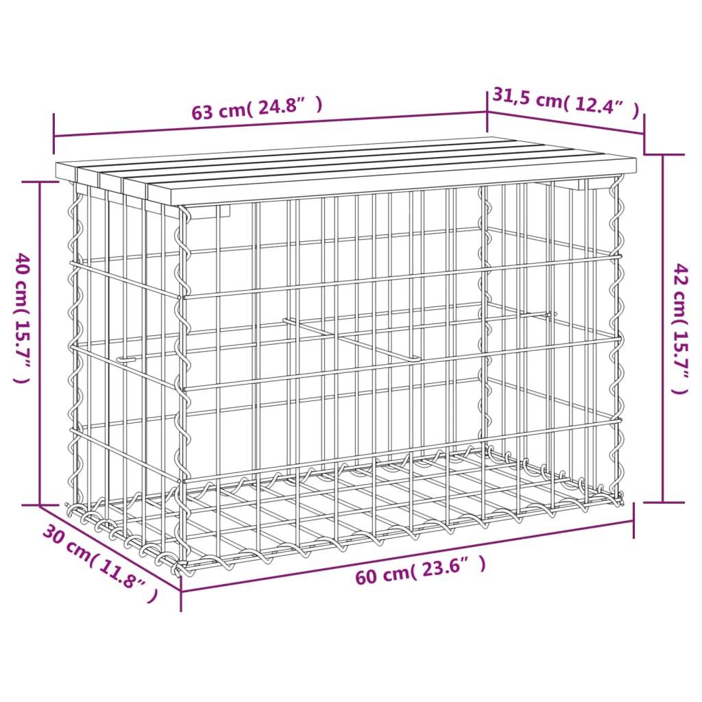 PANGIVO - Banc de jardin bois de pin et acier naturel 63 x 31.5 x 42 cm - PANGIVO - Image 8
