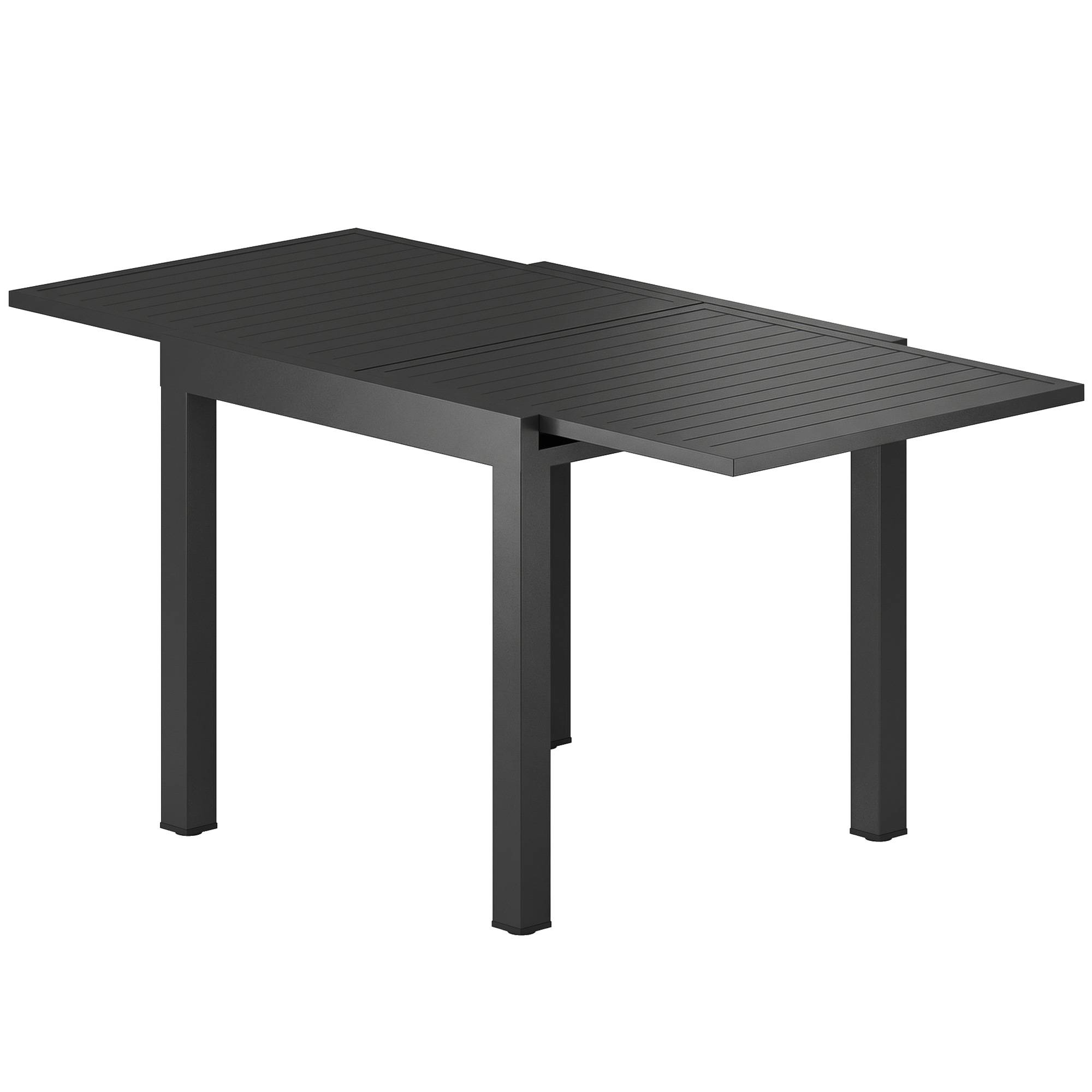 Outsunny - Table de jardin extensible 4-6 personnes avec rallonge auto-stockée - aluminium - 80-160x80cm - noir - Image 5