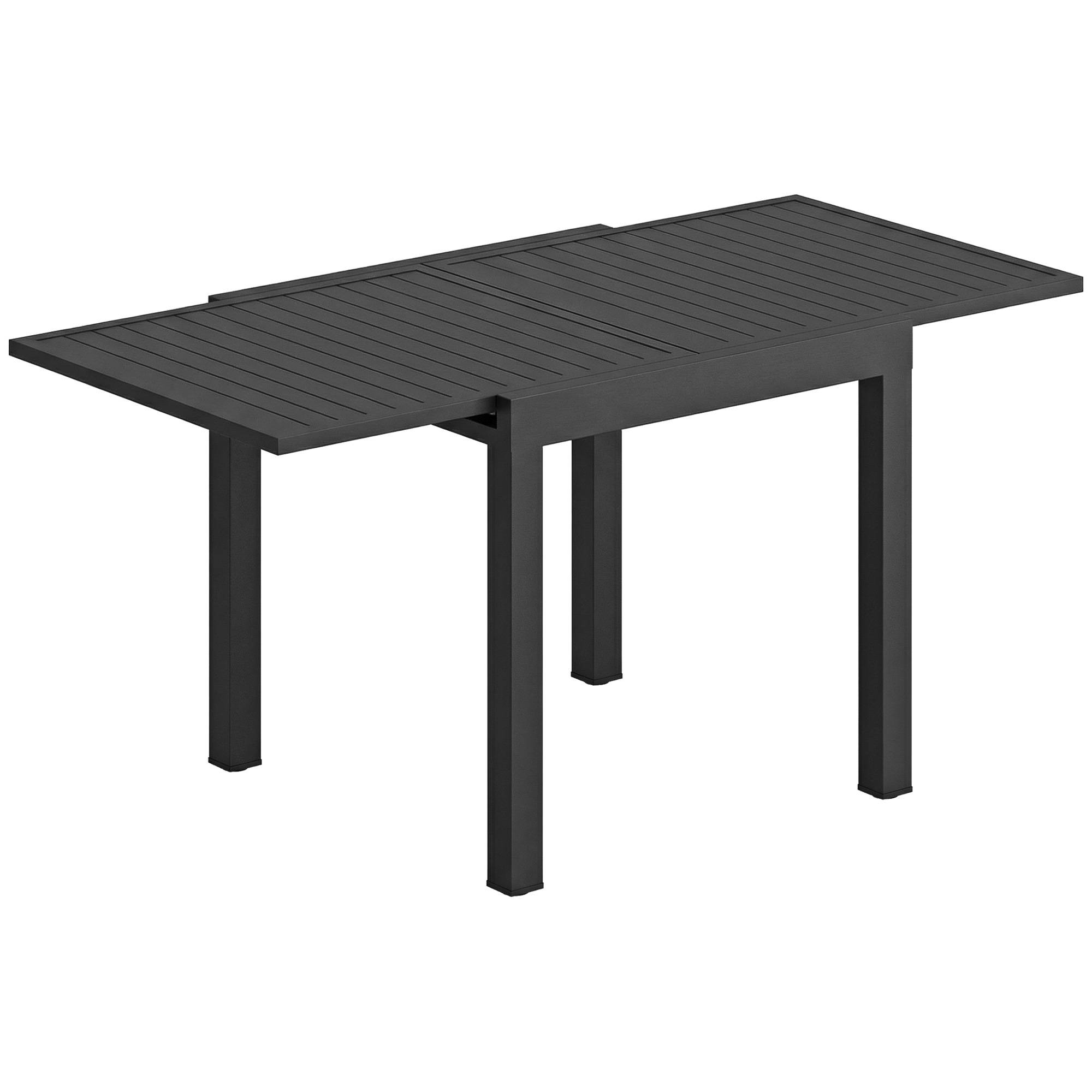 Outsunny - Table de jardin extensible 4-6 personnes avec rallonge auto-stockée - aluminium - 80-160x80cm - noir - Image 1