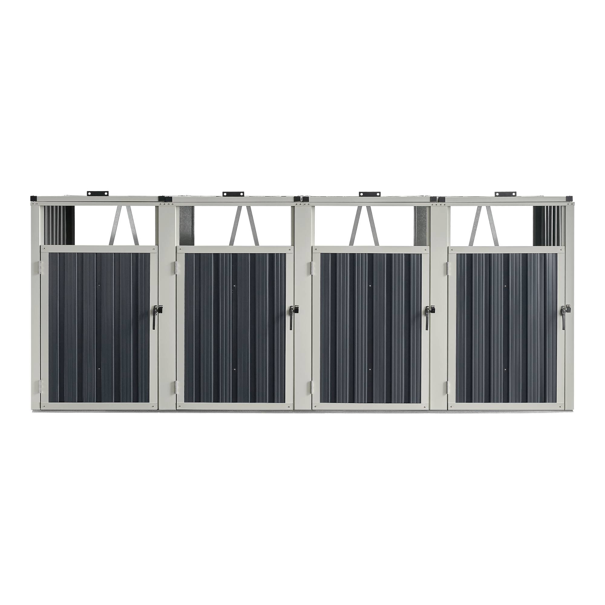 Pro.Tec - Cache poubelle Tarbek 4 places avec portes à poignée 121 x 292 x 82 cm gris anthracite pro.tec - Image 4