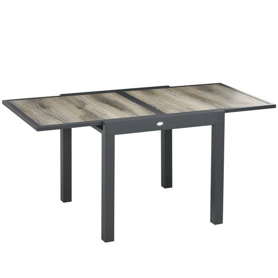 Table de jardin extensible, aluminium, beige et gris, 160 x 80 x 75 cm - PANGIVO - Image 1