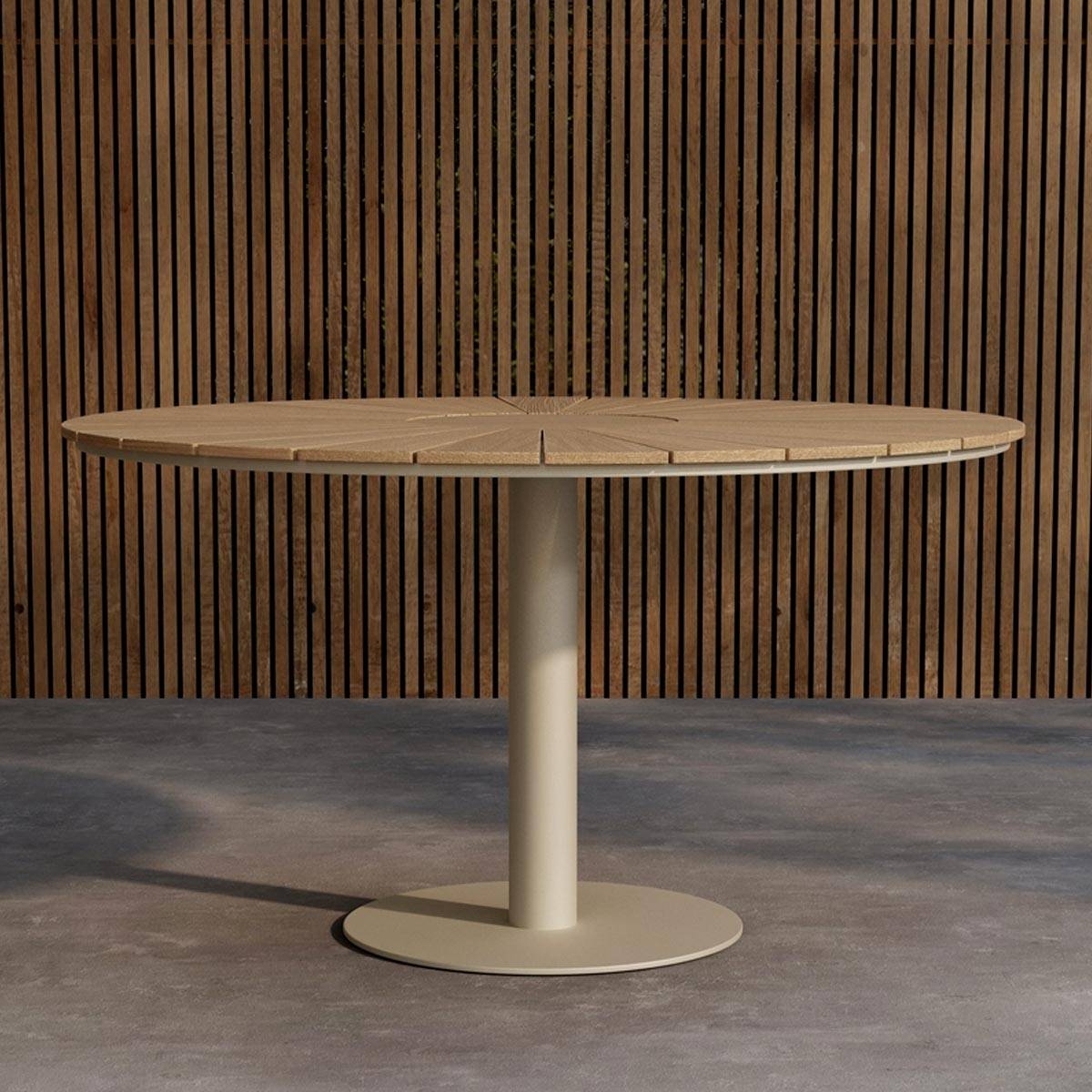 Table de Jardin Ronde en Teck "Croft" 120cm Beige - Image 2