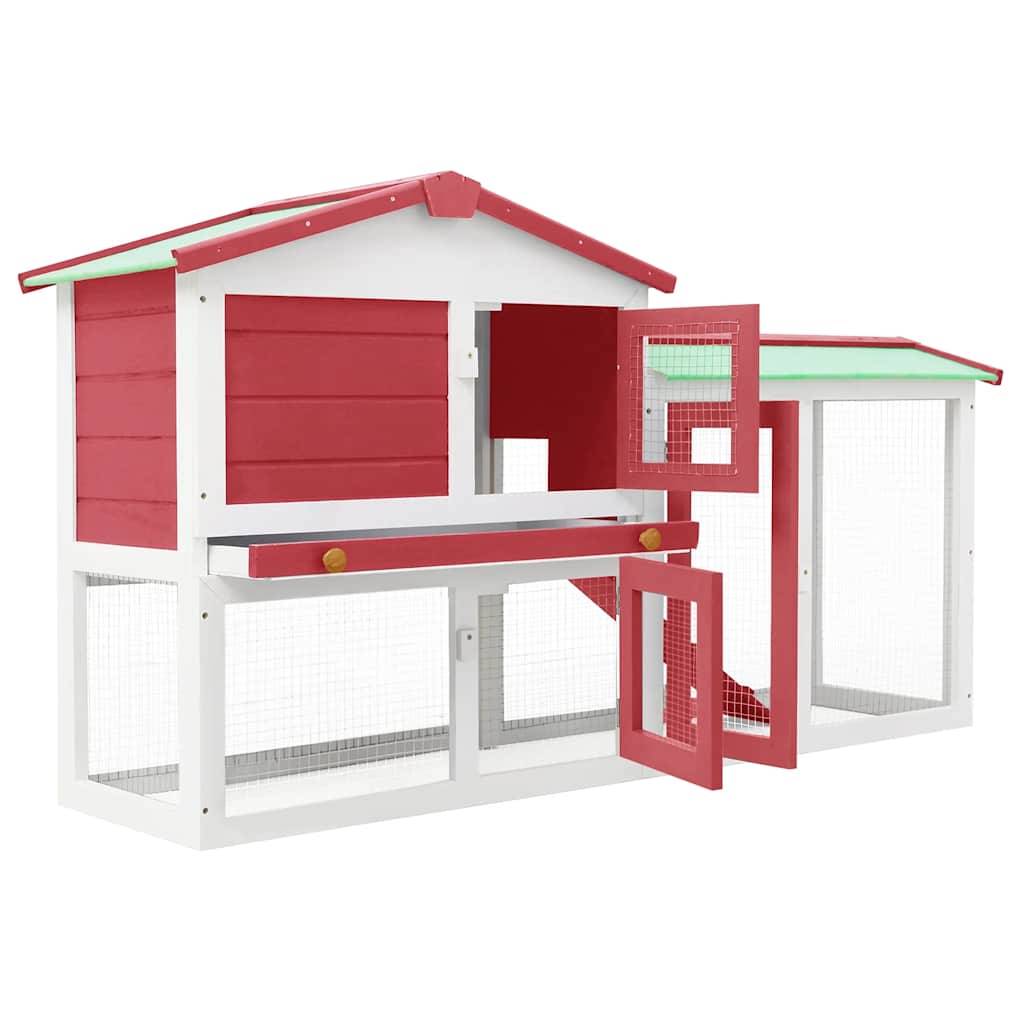 ComfortXL - Clapier extérieur en bois 2 niveaux pour jardin Rouge et Blanc 145cm – ComfortXL Outdoor Living - Image 3