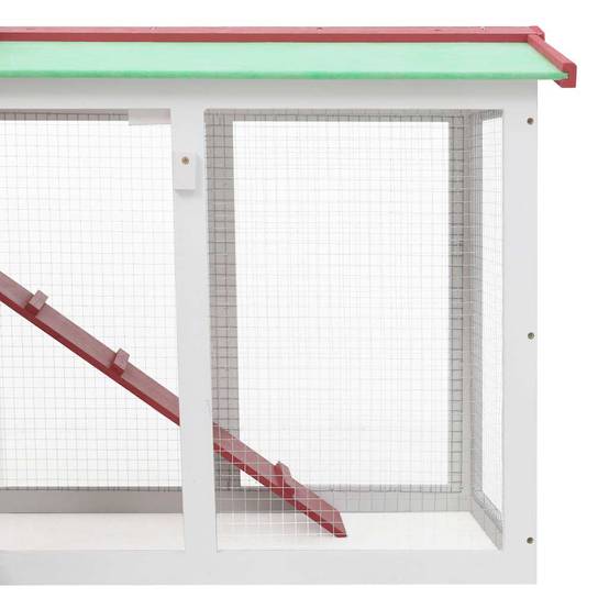 ComfortXL - Clapier extérieur en bois 2 niveaux pour jardin Rouge et Blanc 145cm – ComfortXL Outdoor Living - Image 5