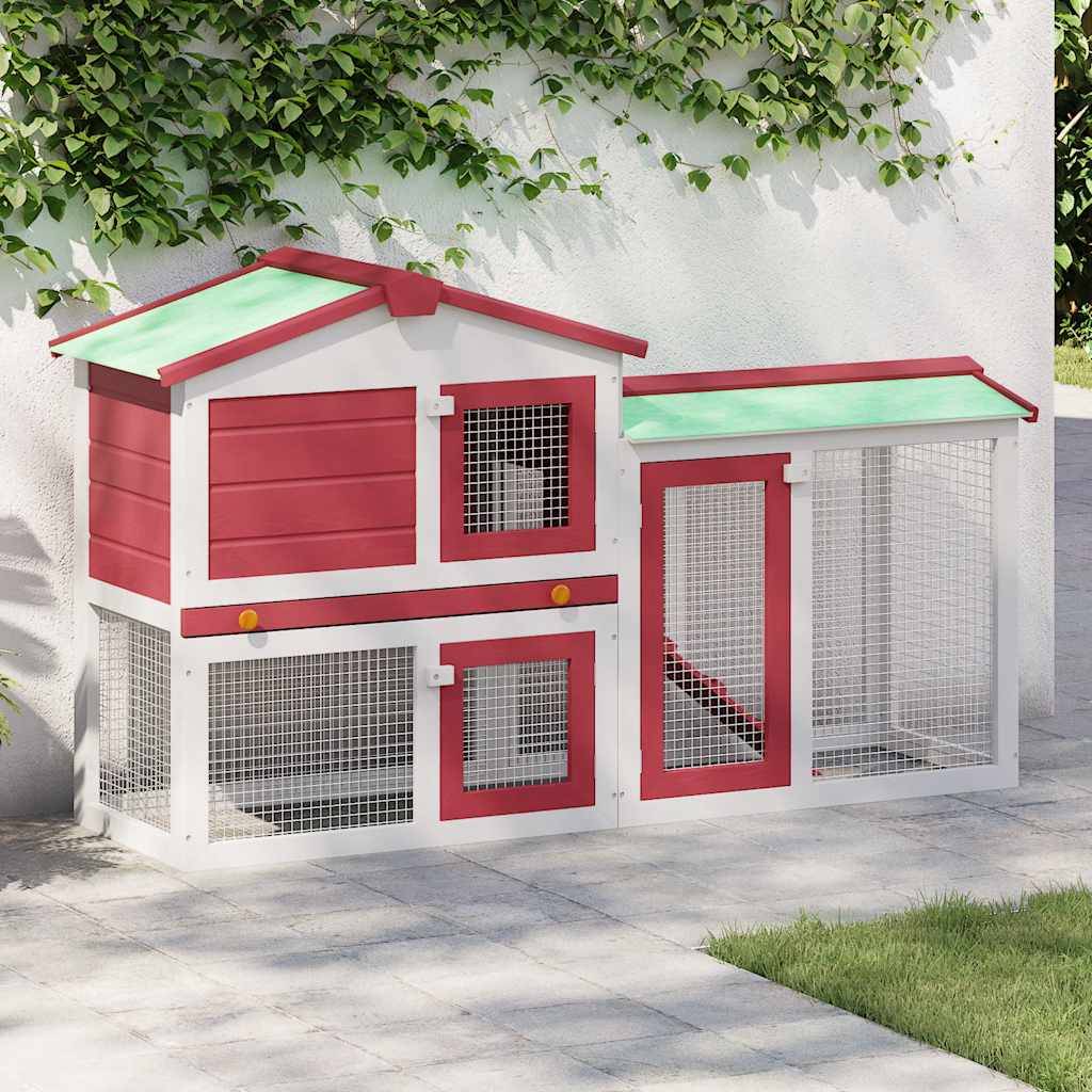 ComfortXL - Clapier extérieur en bois 2 niveaux pour jardin Rouge et Blanc 145cm – ComfortXL Outdoor Living - Image 1