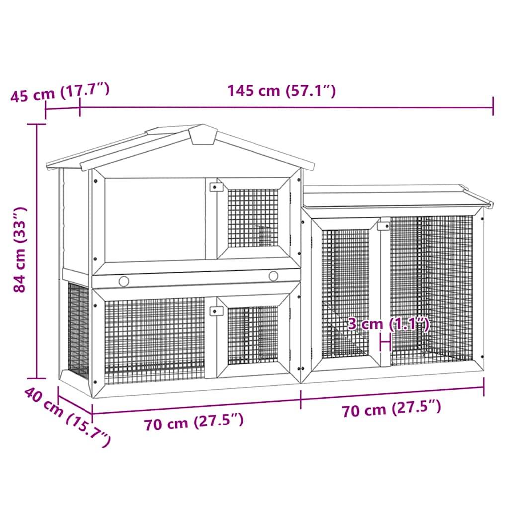 ComfortXL - Clapier extérieur en bois 2 niveaux pour jardin Rouge et Blanc 145cm – ComfortXL Outdoor Living - Image 7