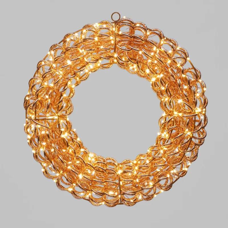 Lotti - Couronne lumineuse ø40cm Rose Gold 400 MicroLED blanc chaud fixe & scintillant IP44 métal Lotti